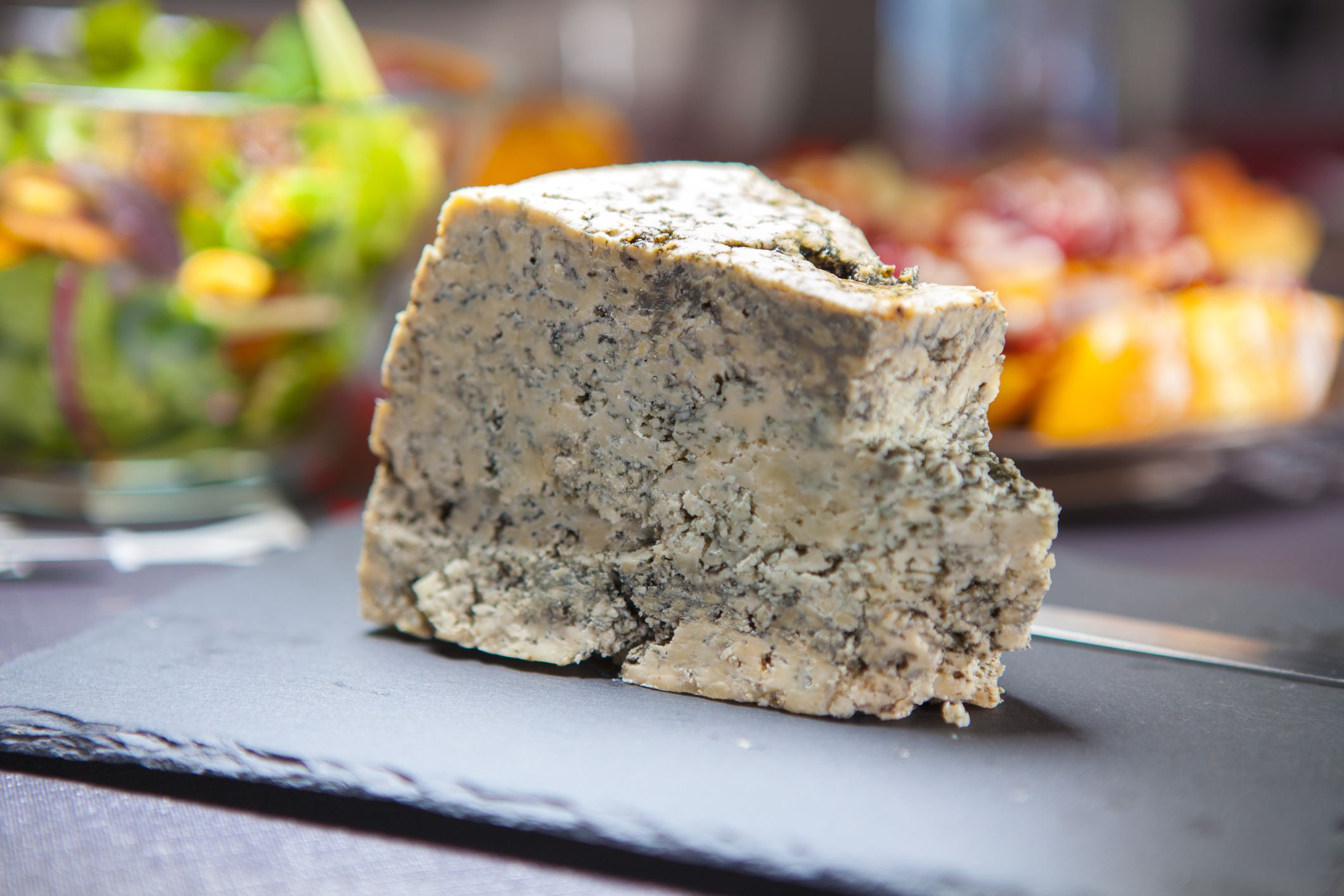 Cabrales cheese, typical blue cheese from Spain, made in Asturias northern region with high mountains.