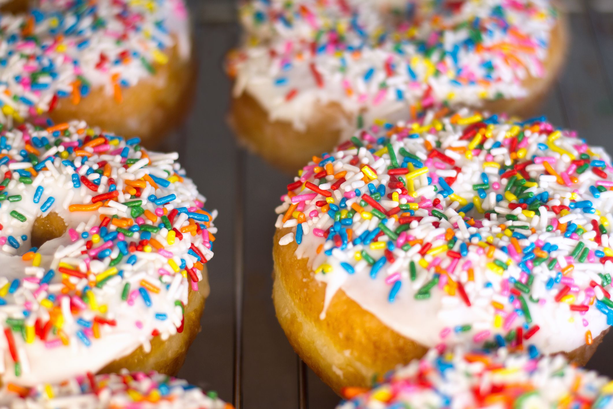 Donuts with Colorful Sprinkles (Close-Up)