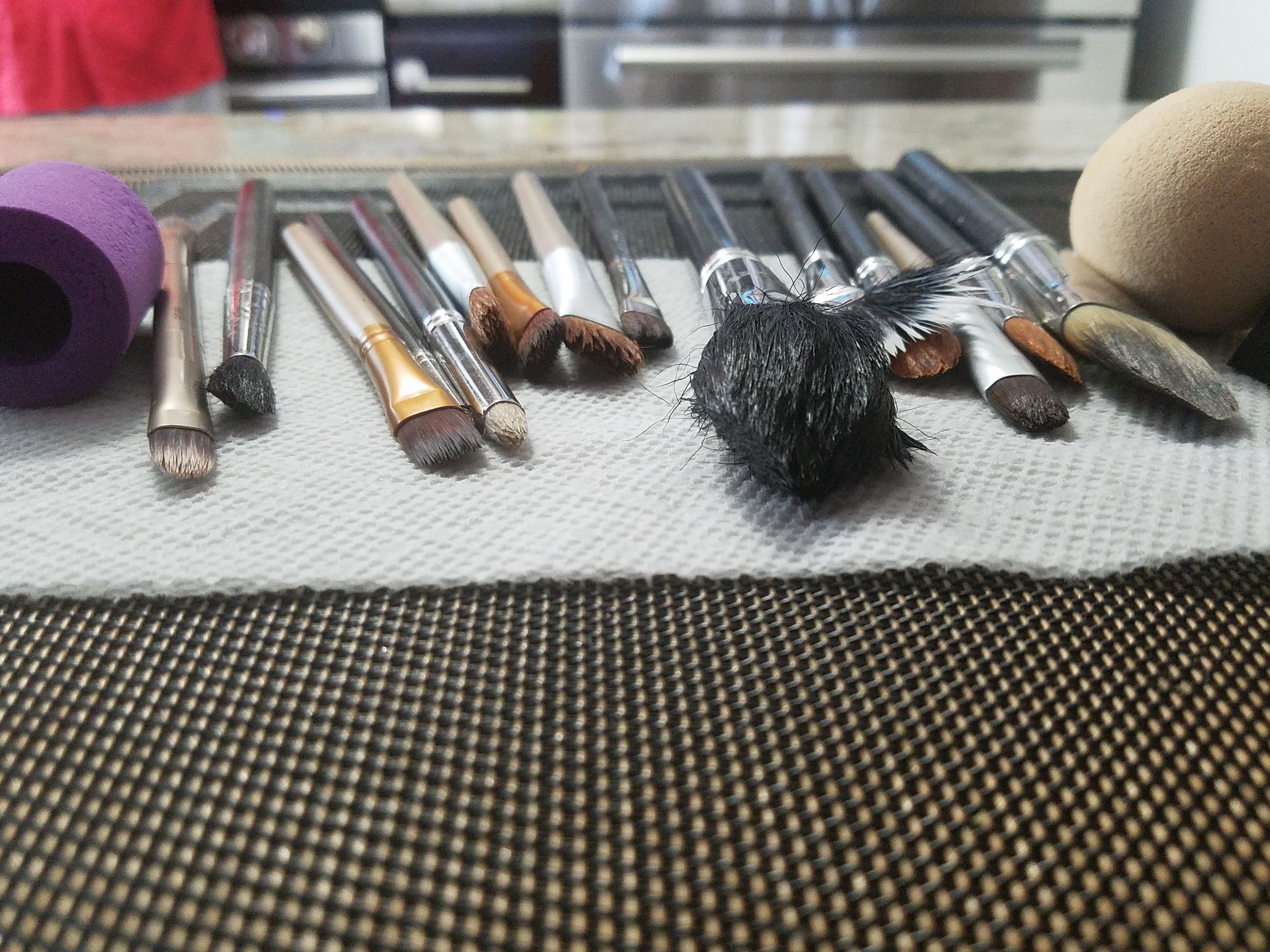 Washed makeup brushes