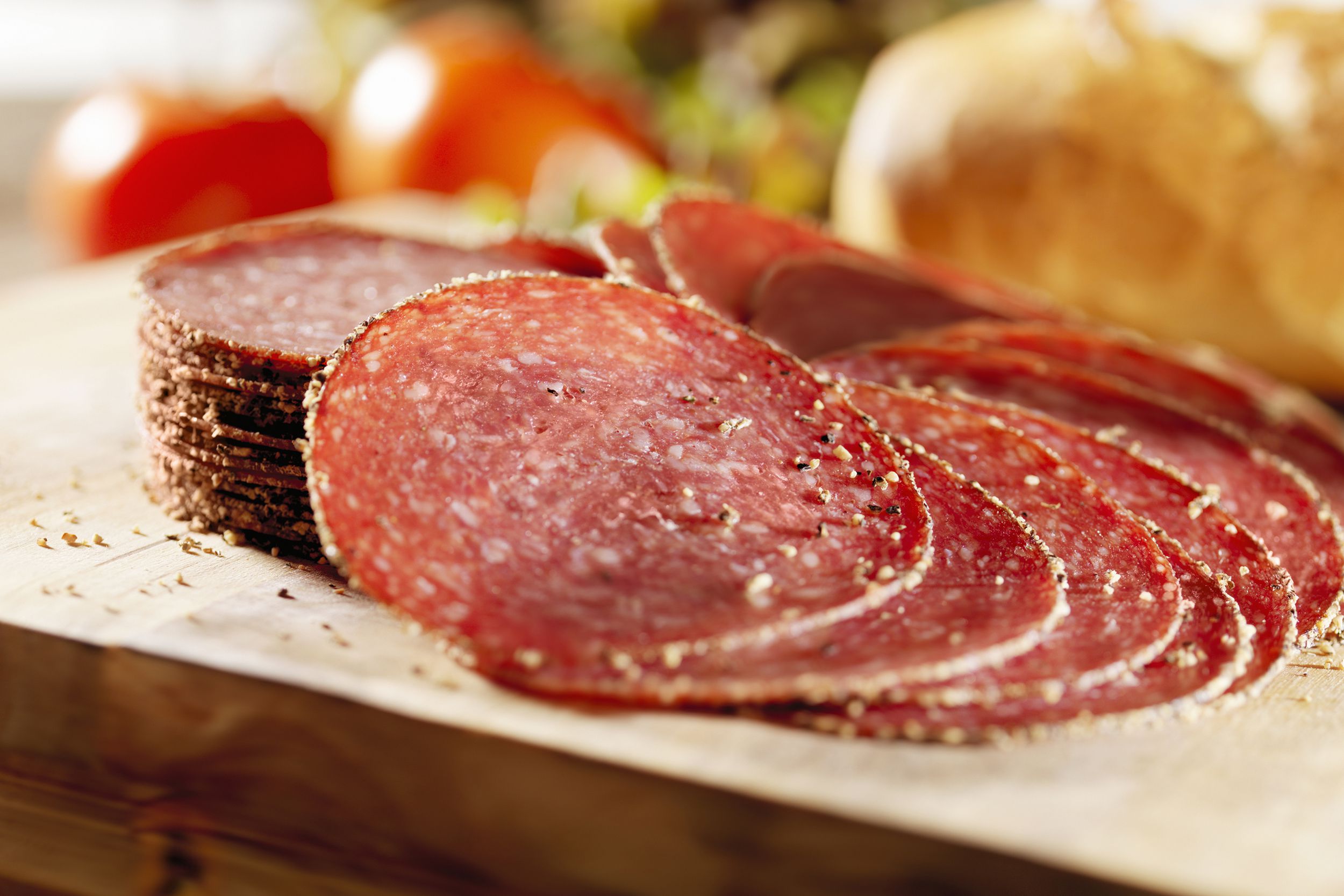 sliced peppered salami