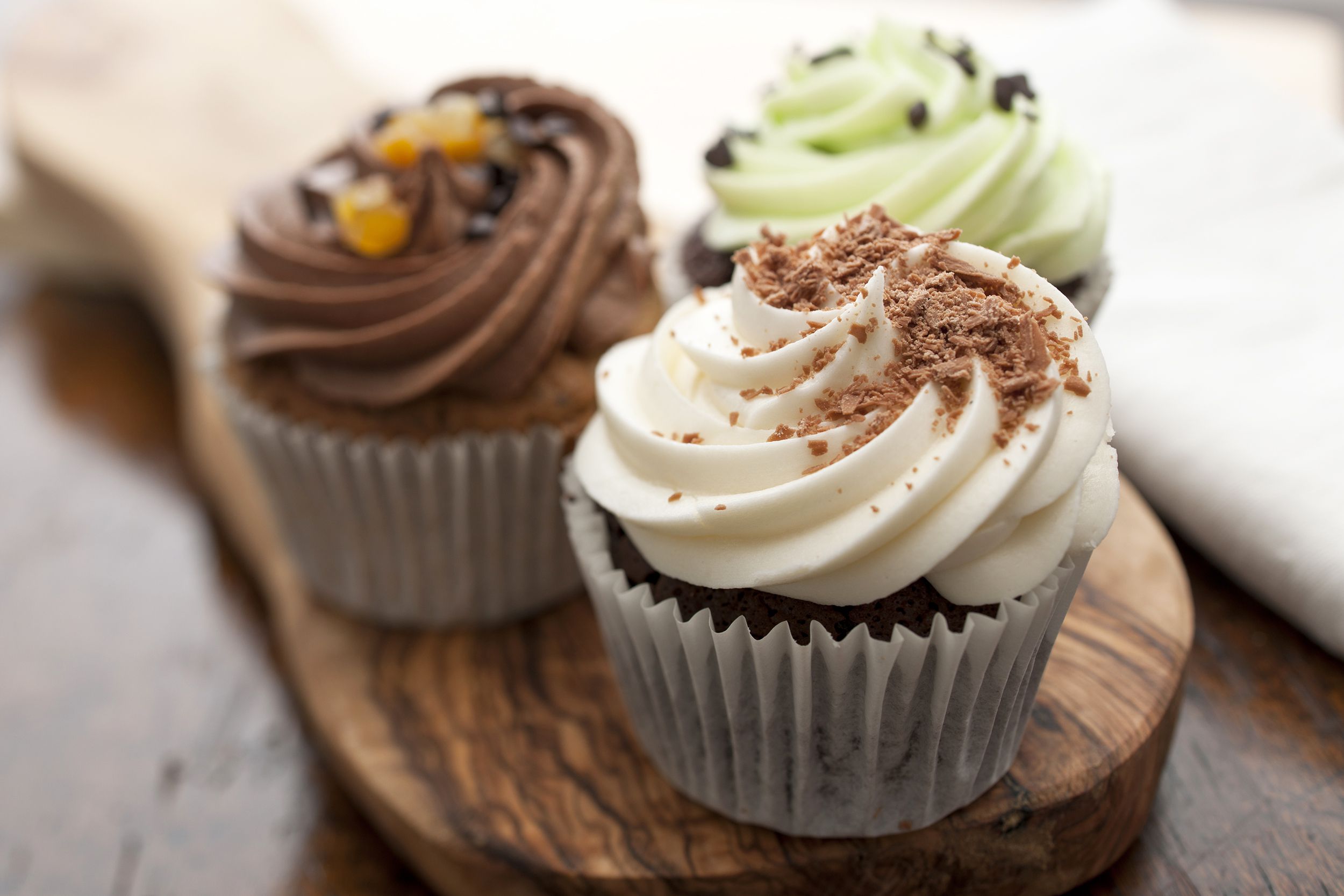 three cupcakes
