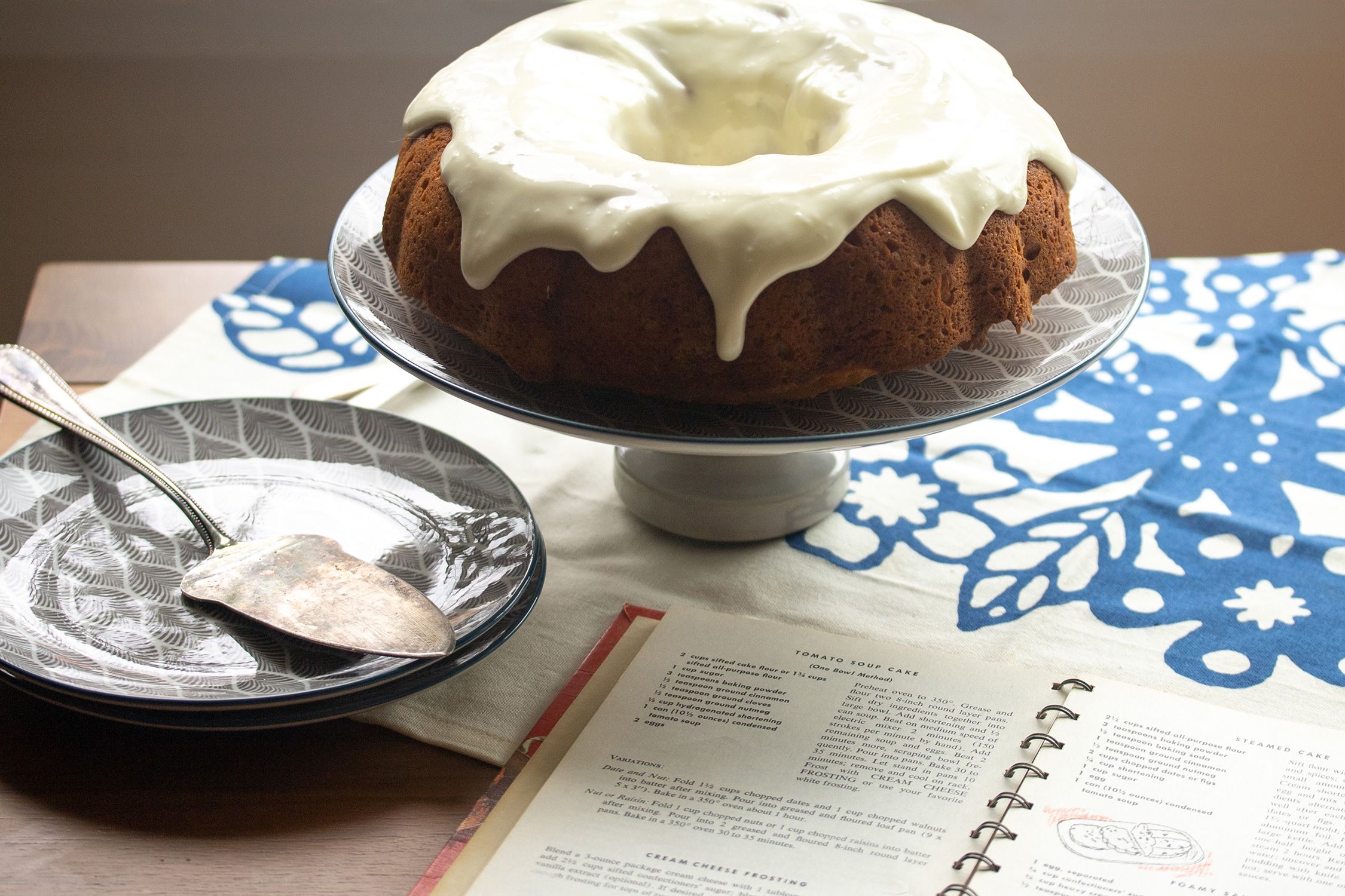 Wide Shot of Tomato Soup Cake