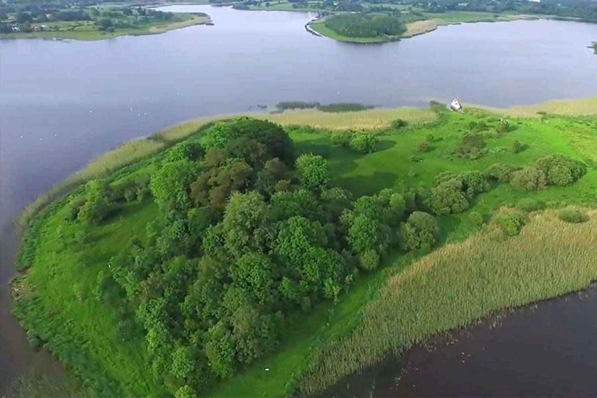 Aerial of Crehan Island, Great Britain