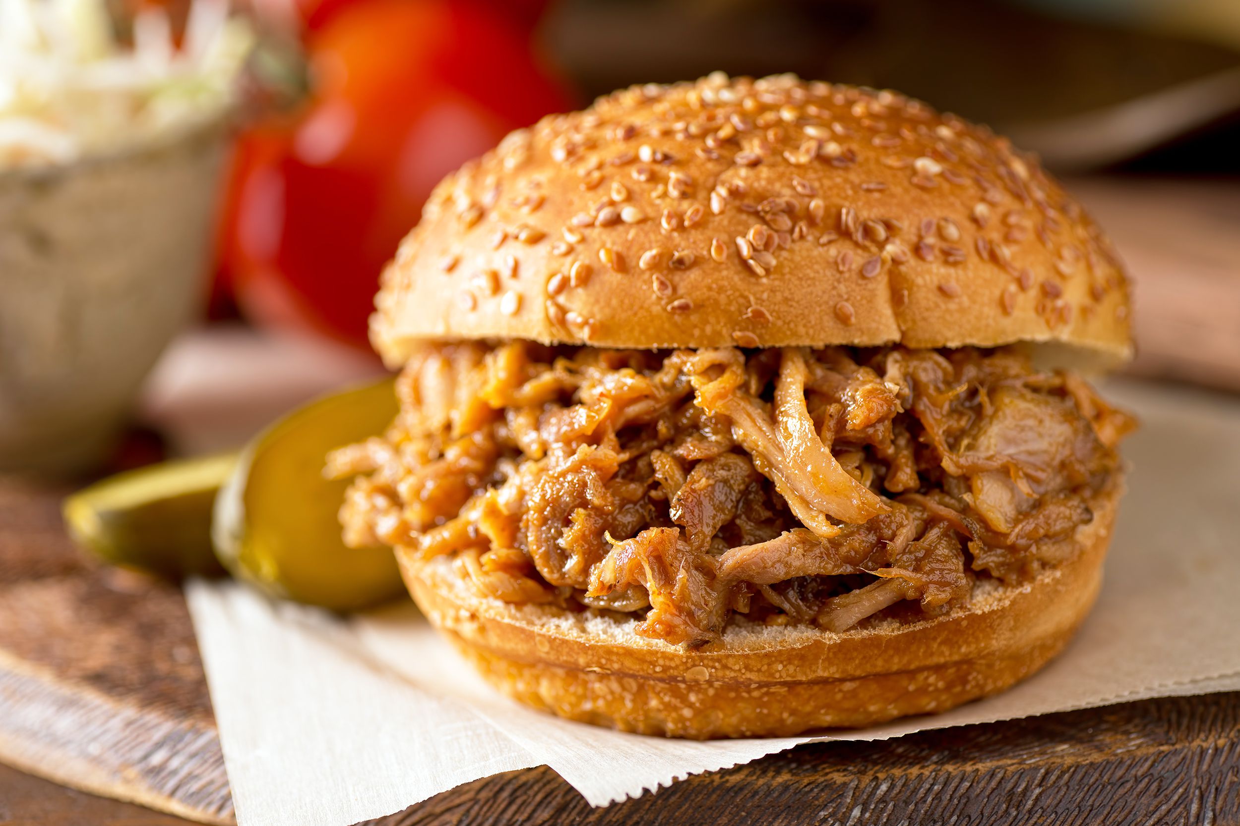 Pulled Pork on toasted sesame bun