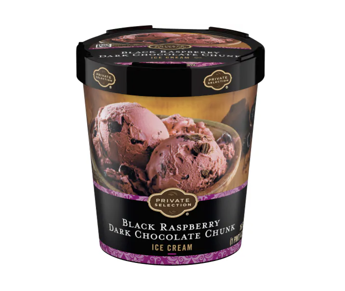Private Selection Black Raspberry Dark Chocolate Chunk Ice Cream tub