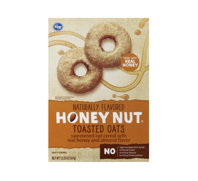 Box of Kroger Honey Nut Toasted Oats