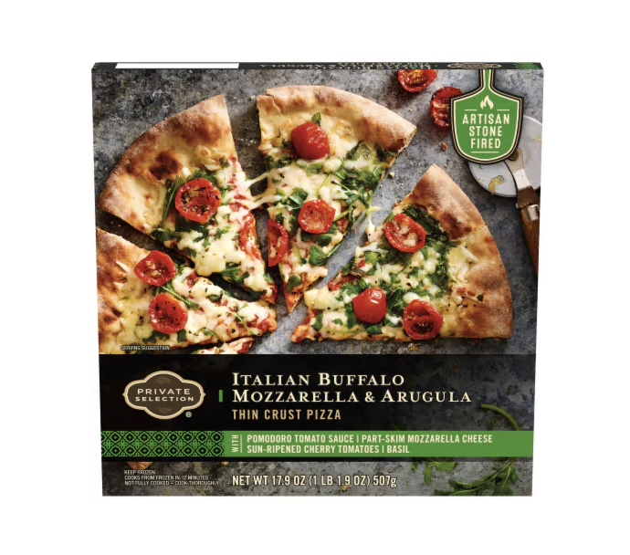 Private Selection Italian Buffalo Mozzarella & Arugula Thin Crust Pizza box