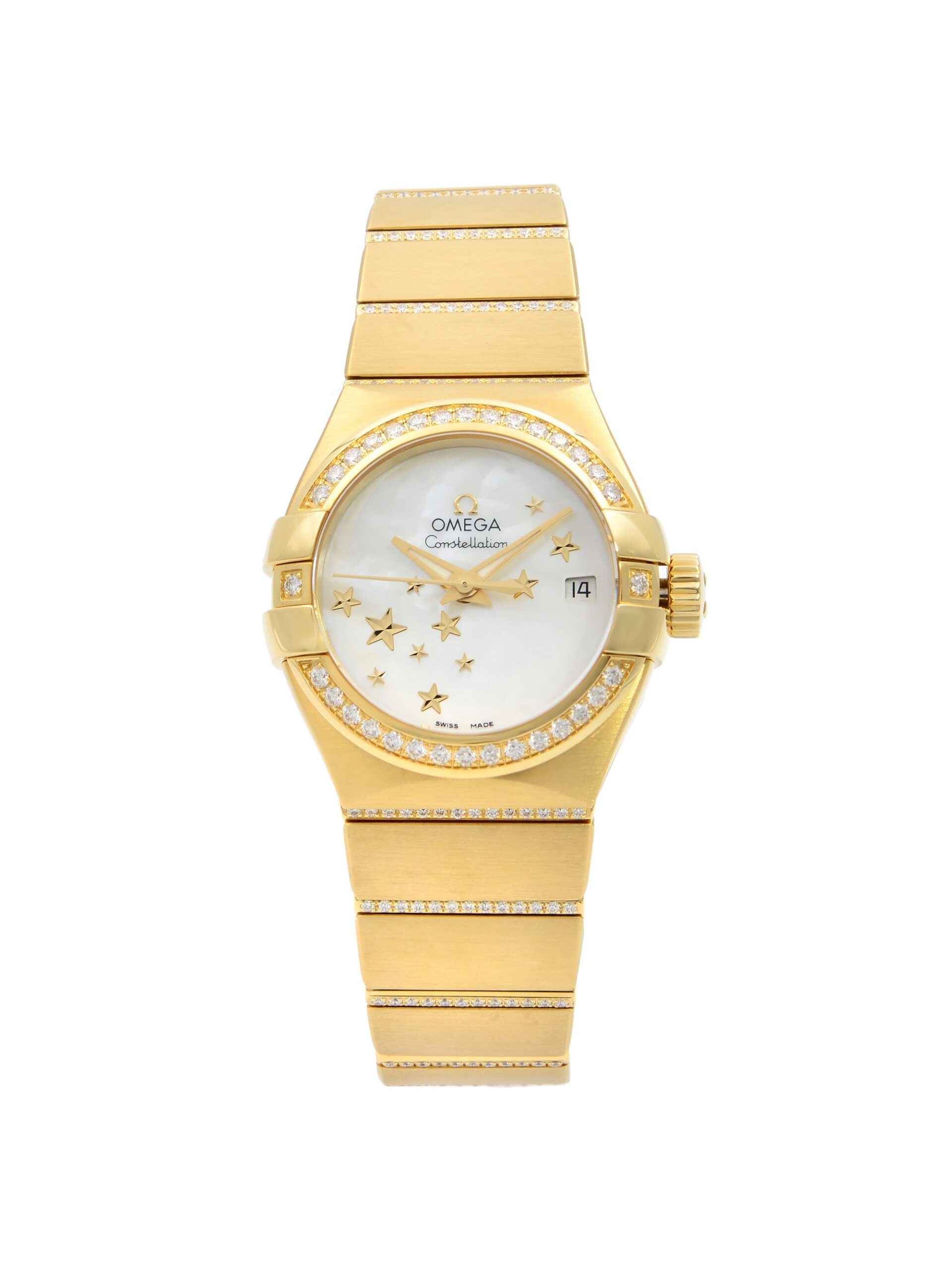 Omega Constellation 18K Gold Diamond Mop Dial Womens Watch