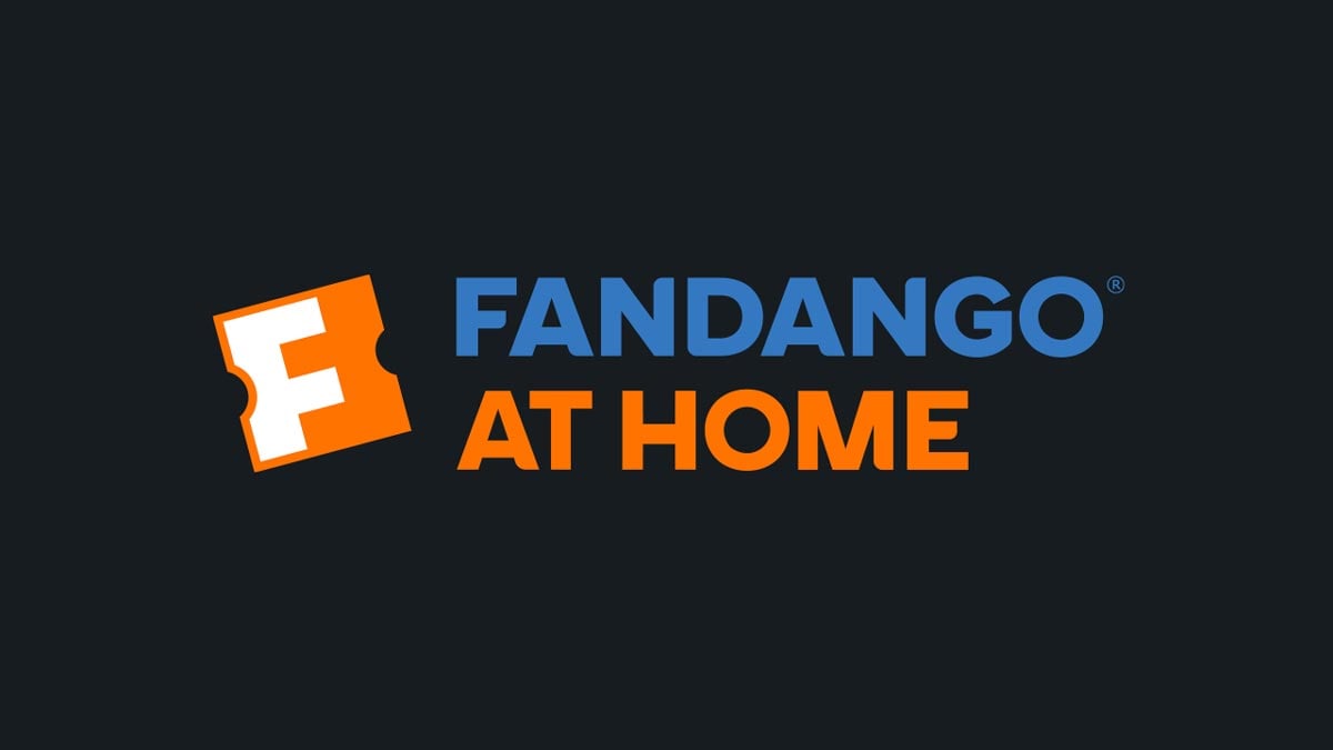 Logo for Fandango at Home, featuring a movie ticket icon with an orange "F" and the words "Fandango at Home" in blue and orange on a dark background—perfect for exploring free streaming services.