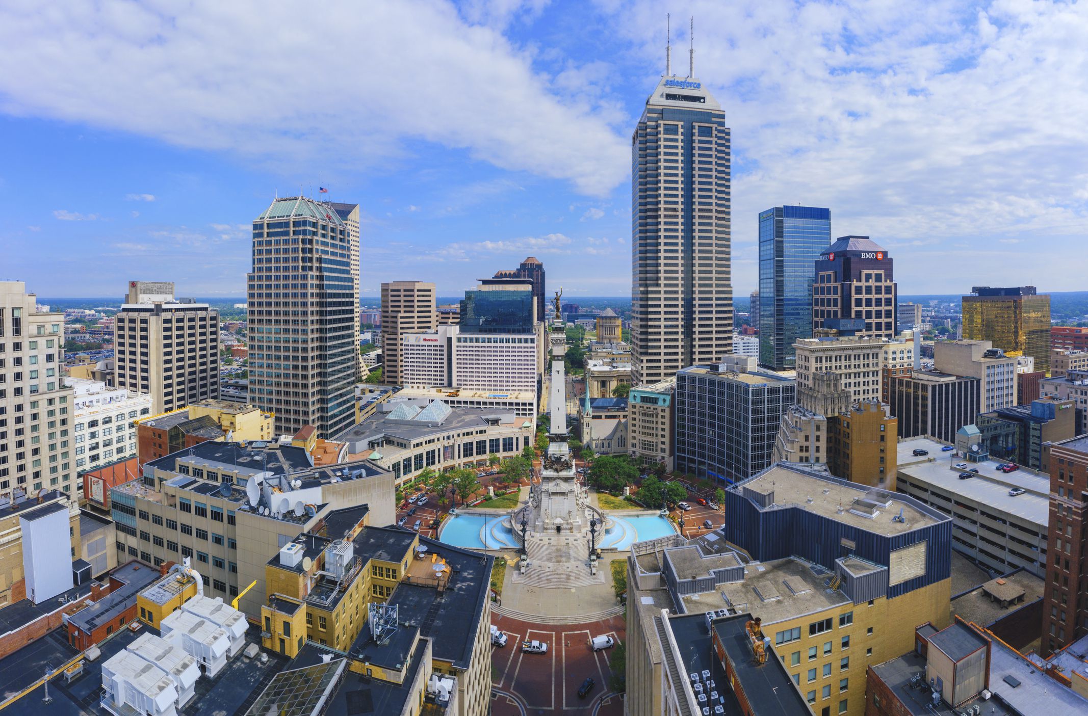 Aerial view of Indianapolis downtown Indiana