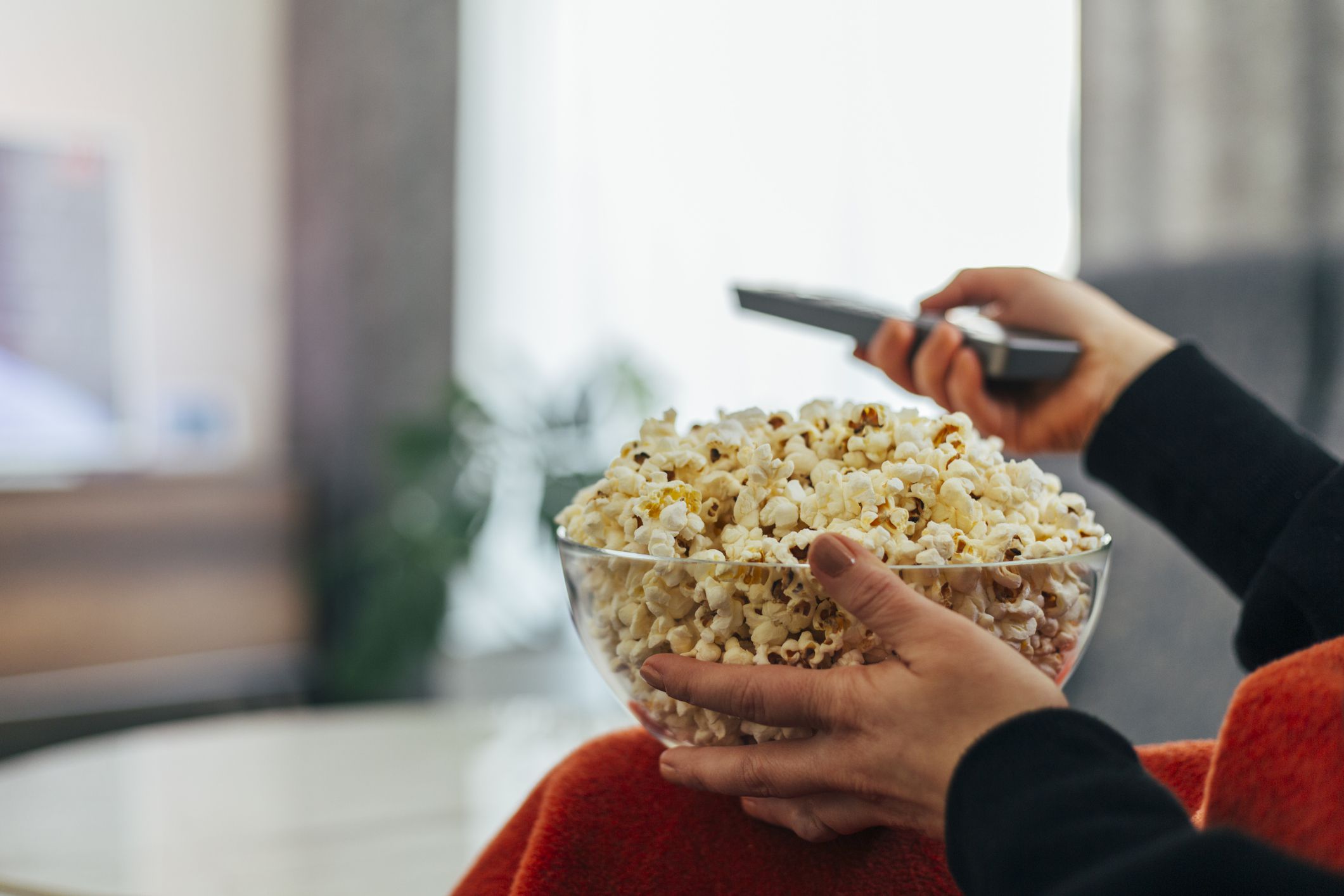 Watching Tv with Popcorn