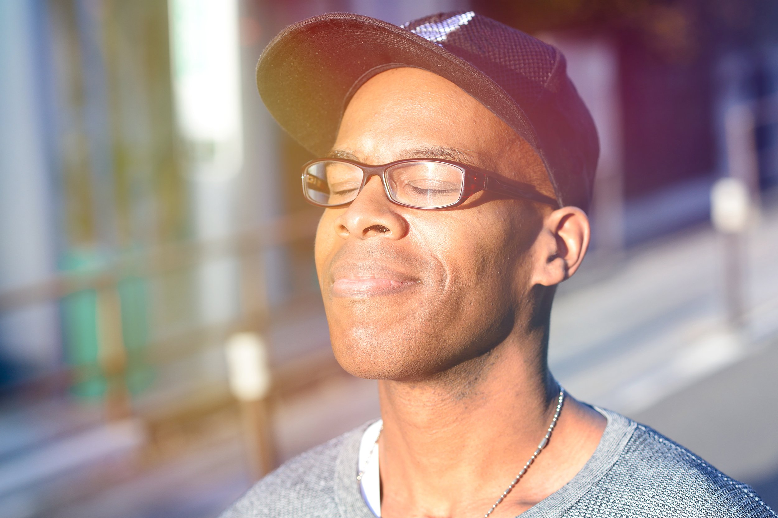 African American man enjoying the sun