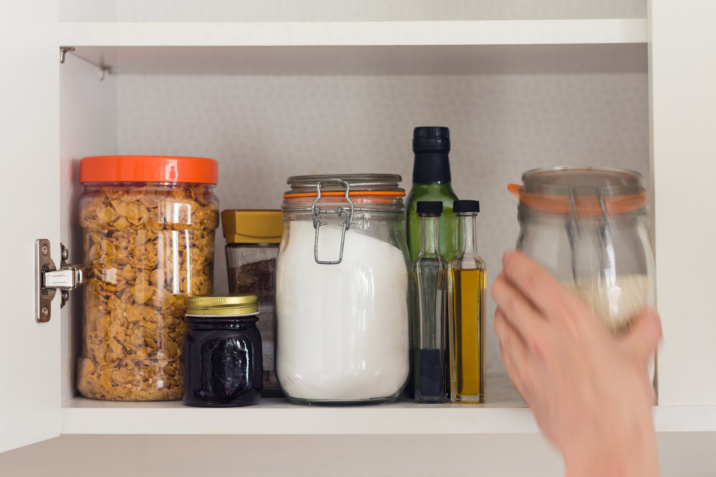 food pantry with jars