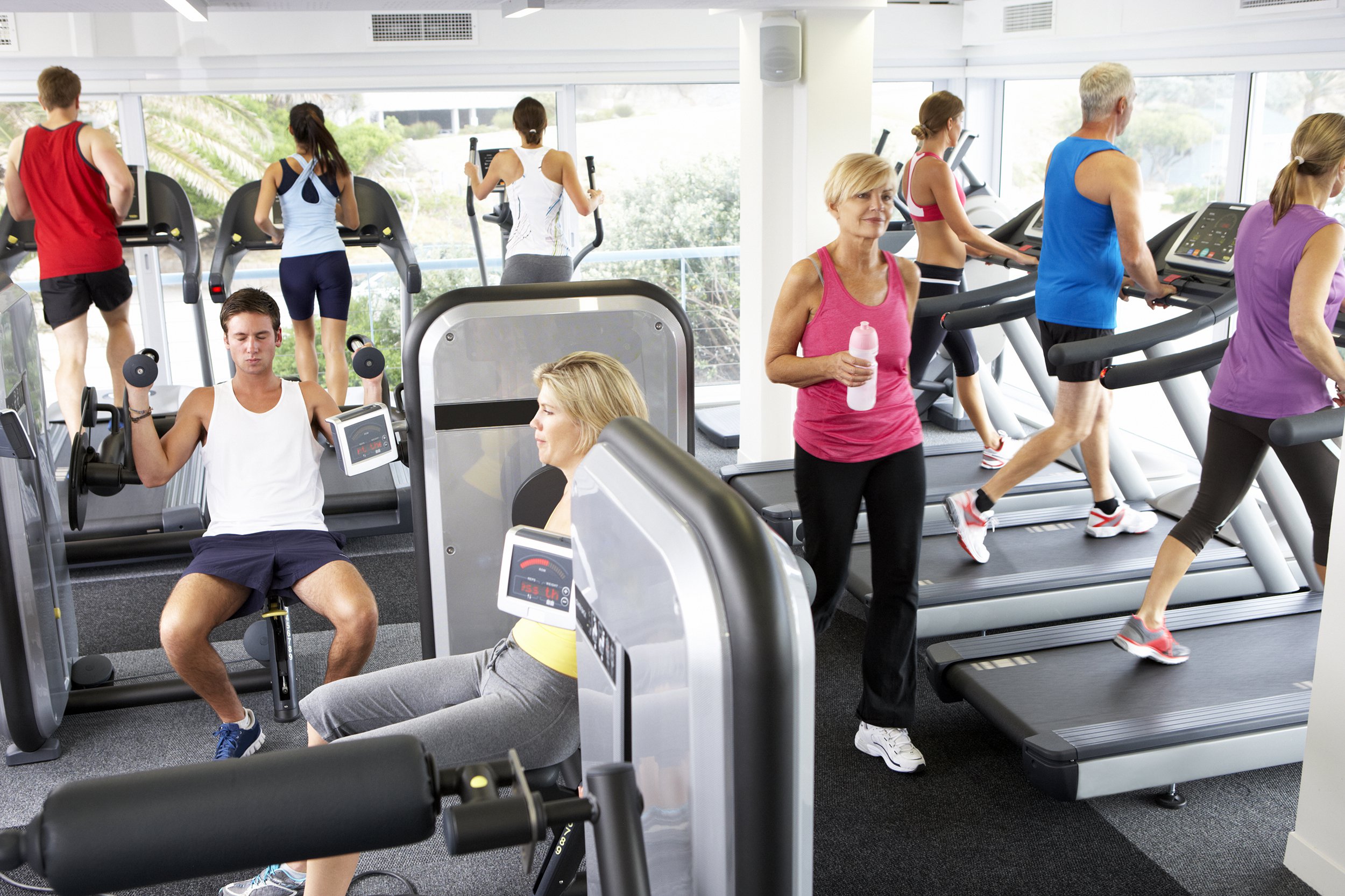 View of busy gym