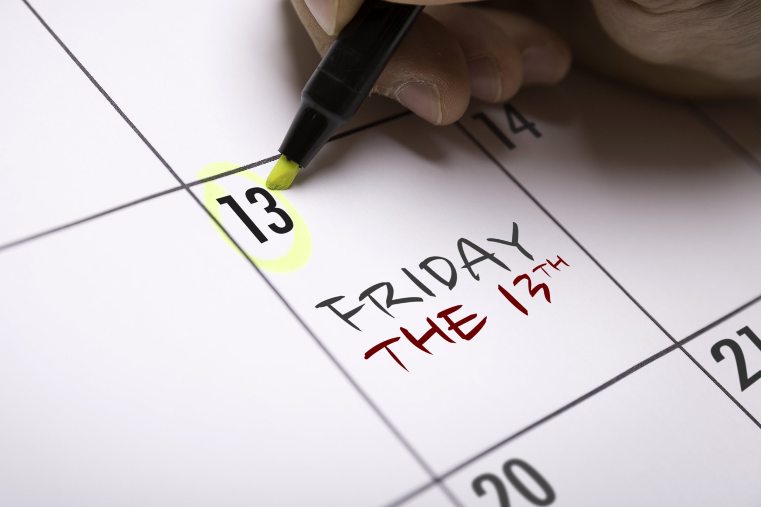 Friday the 13th marked on calendar