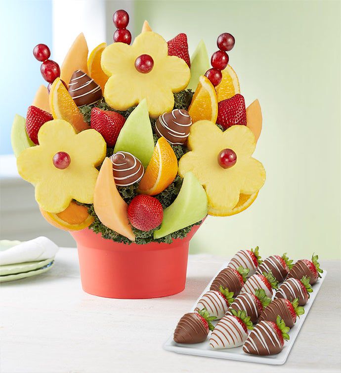Fruit and Chocolate Covered Strawberries Arrangement