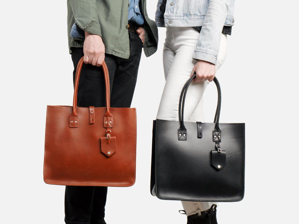 Billykirk No. 235 Leather Tote, Tan and Black