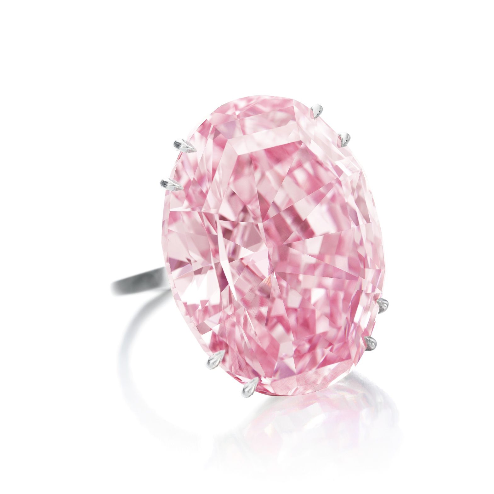 Pink Diamond set in a white metal ring