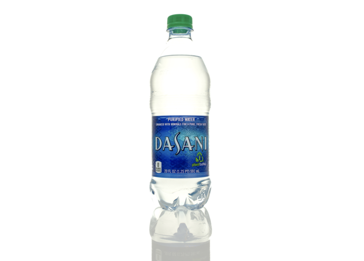 5 March 2016: A bottle of Dasani drinking water.