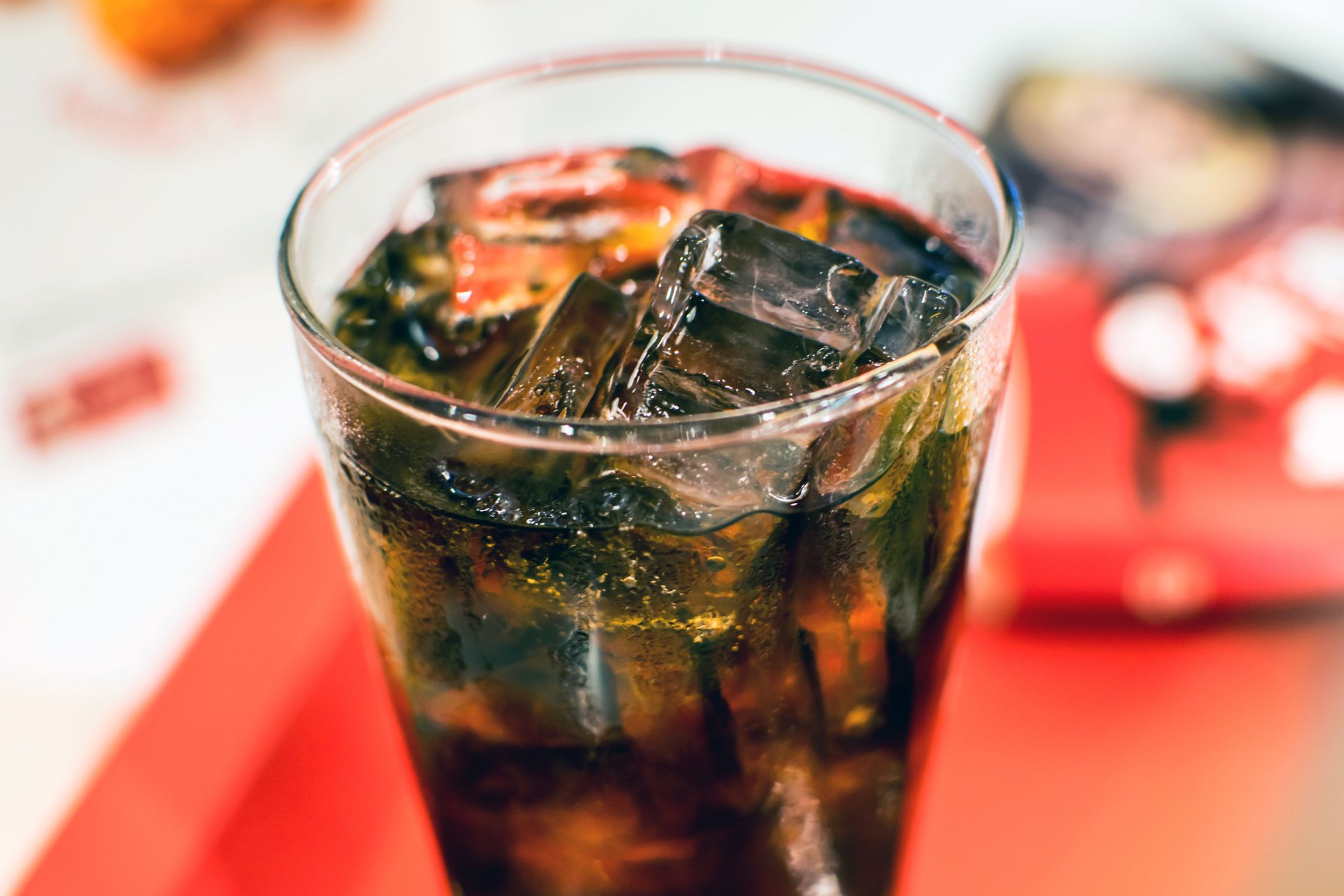 Pepsi and ice in a glass