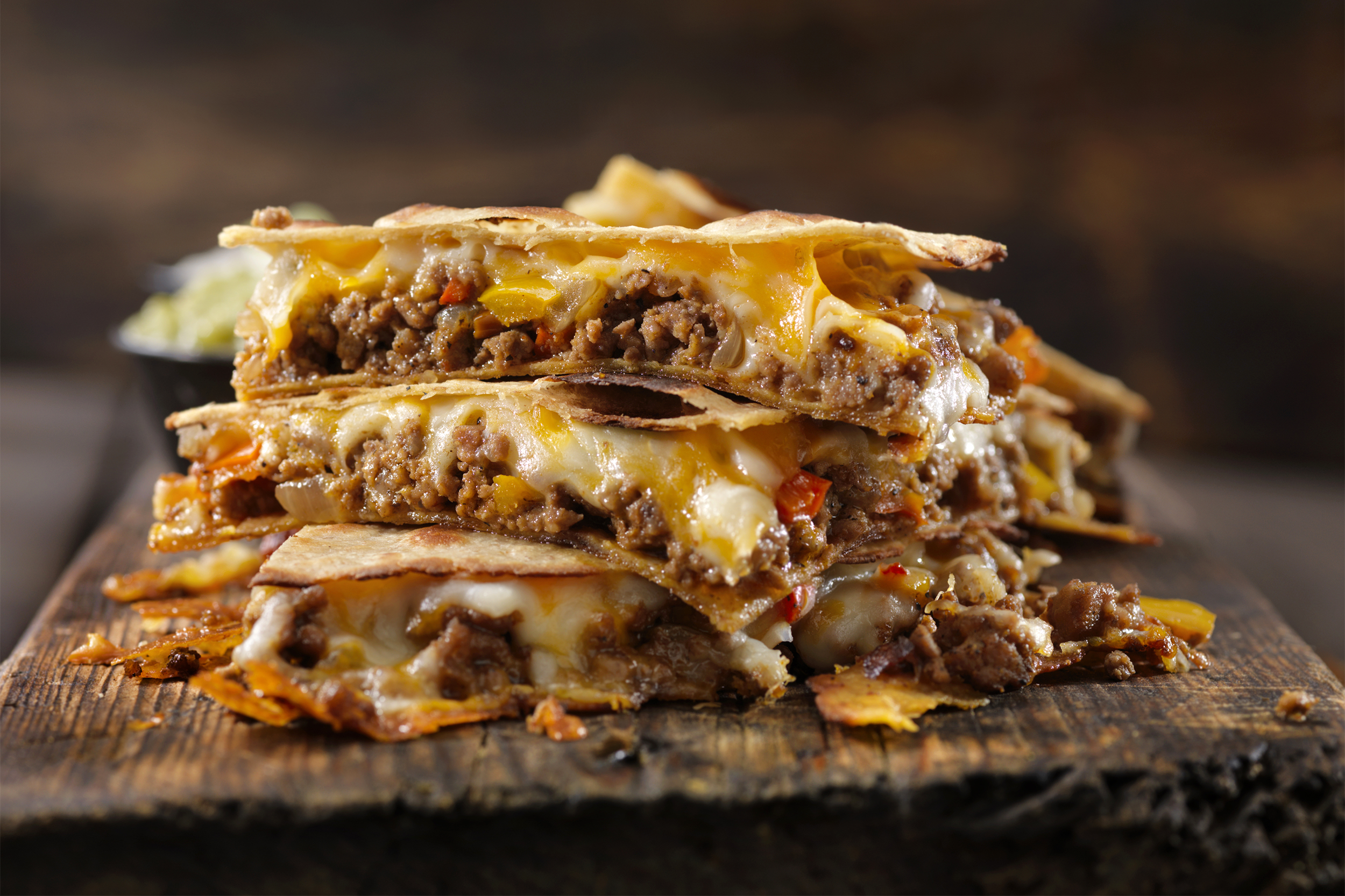 taco meat quesadilla or crunchwrap