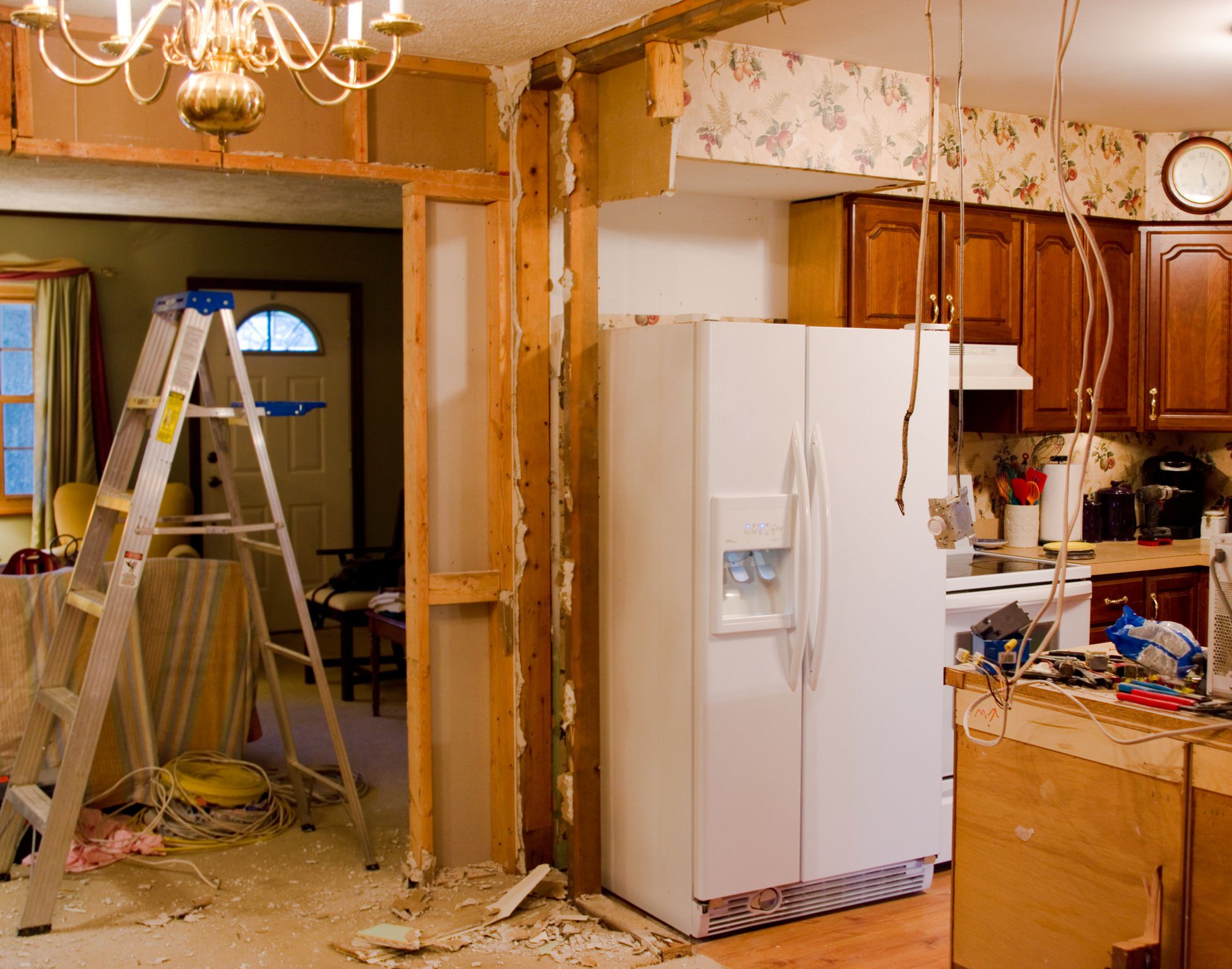 A DIY kitchen remodel project in the middle of demolition