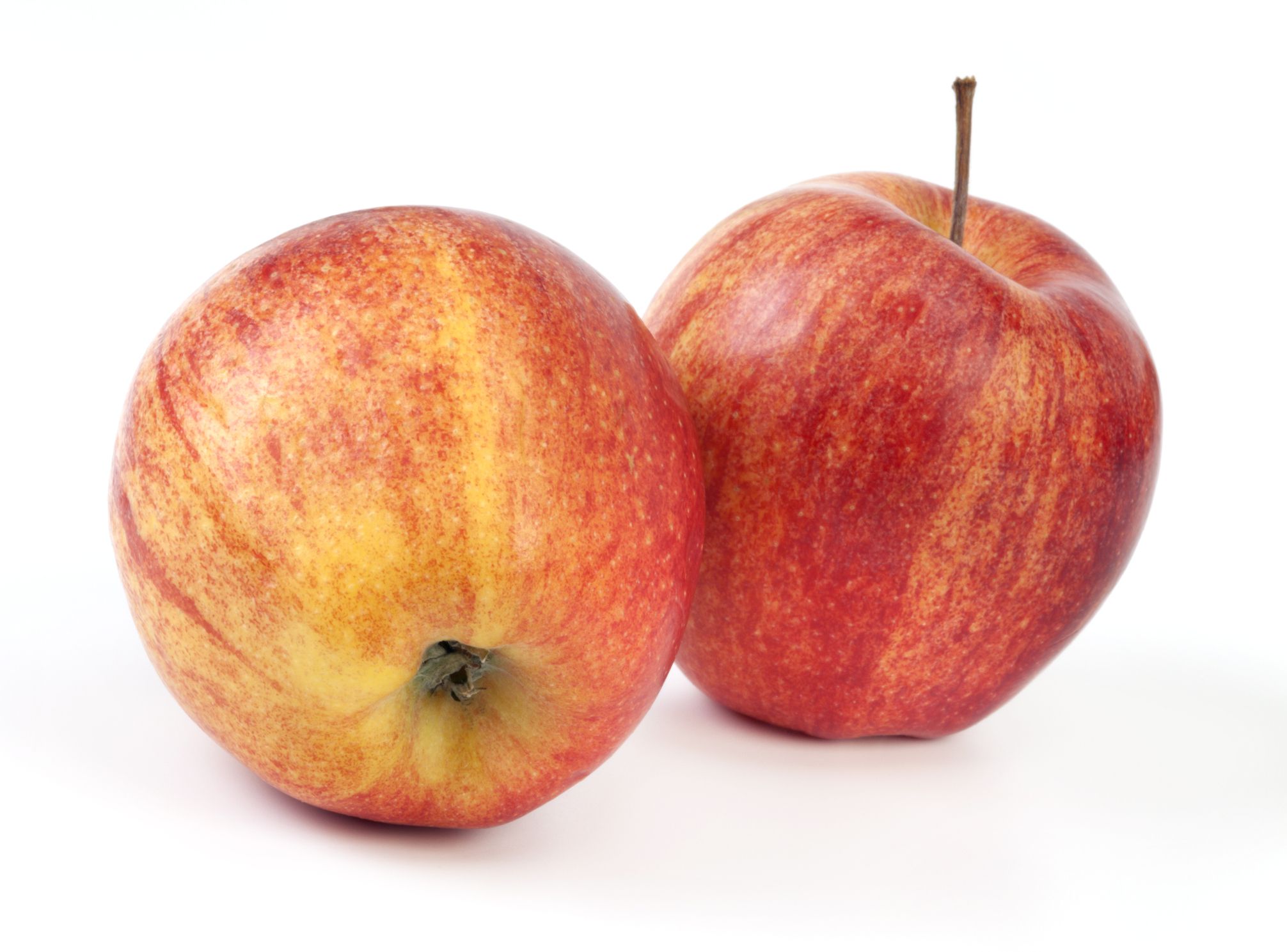 Apples isolated on white background. Multicolor and selective focus.