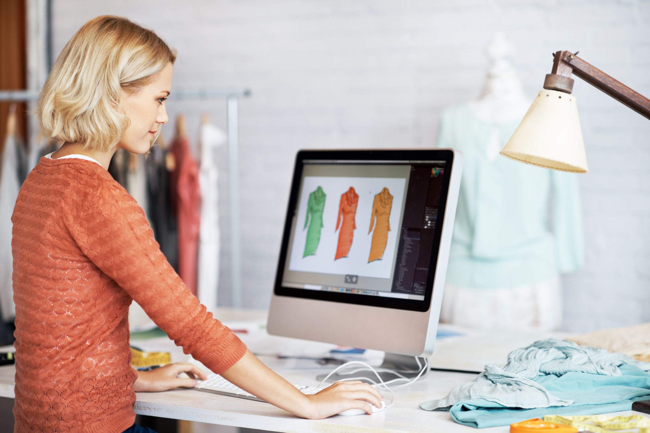 fashion designer working on her computer