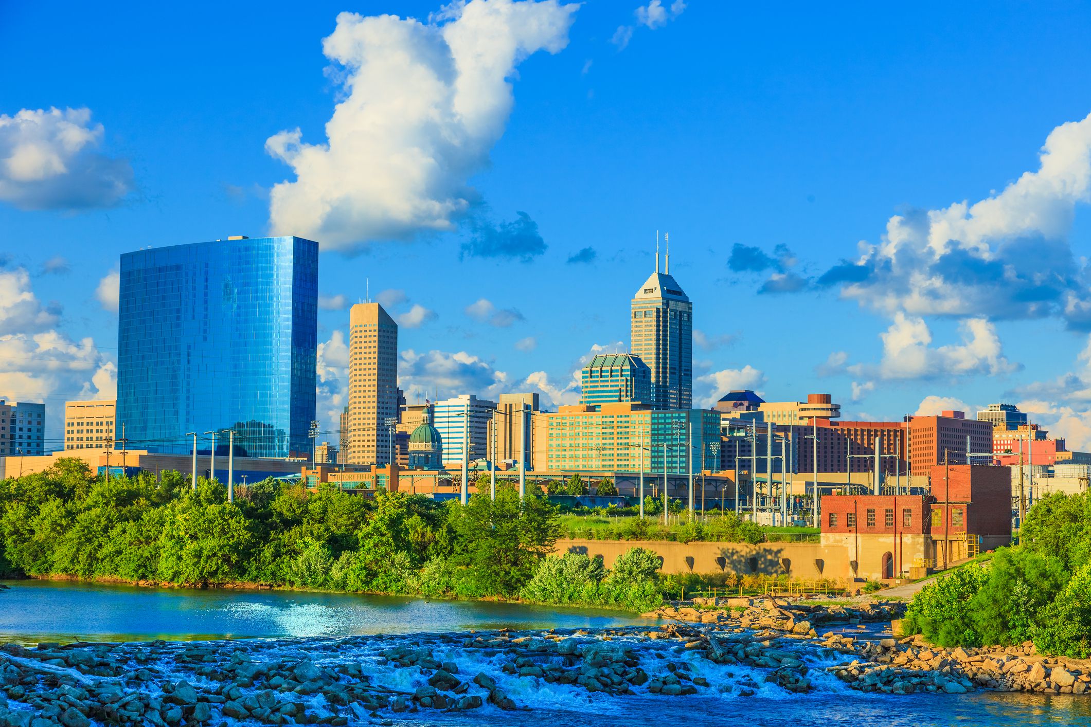 Indianapolis skyline with the White River, Indiana