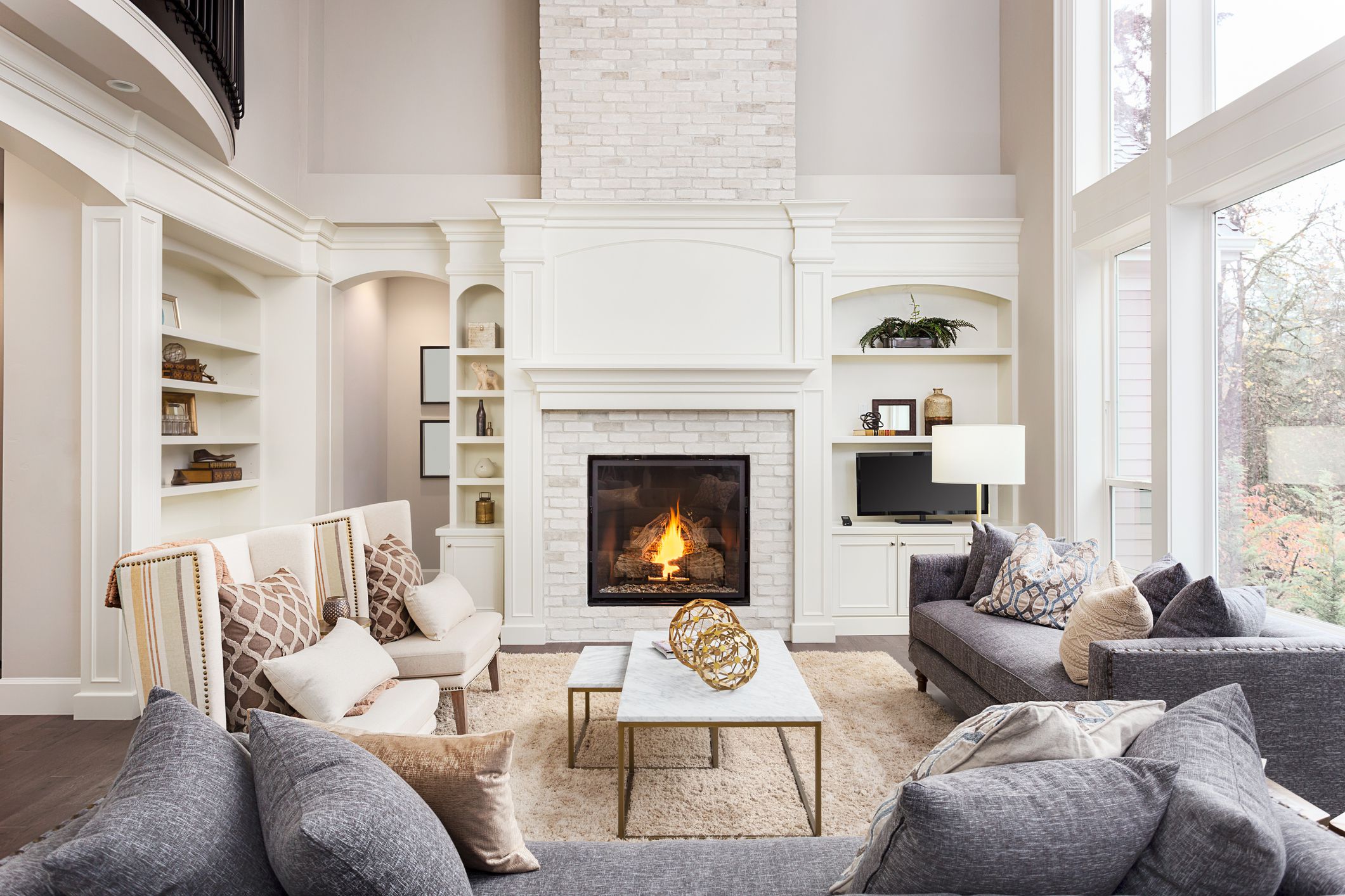 living room in newly constructed luxury home