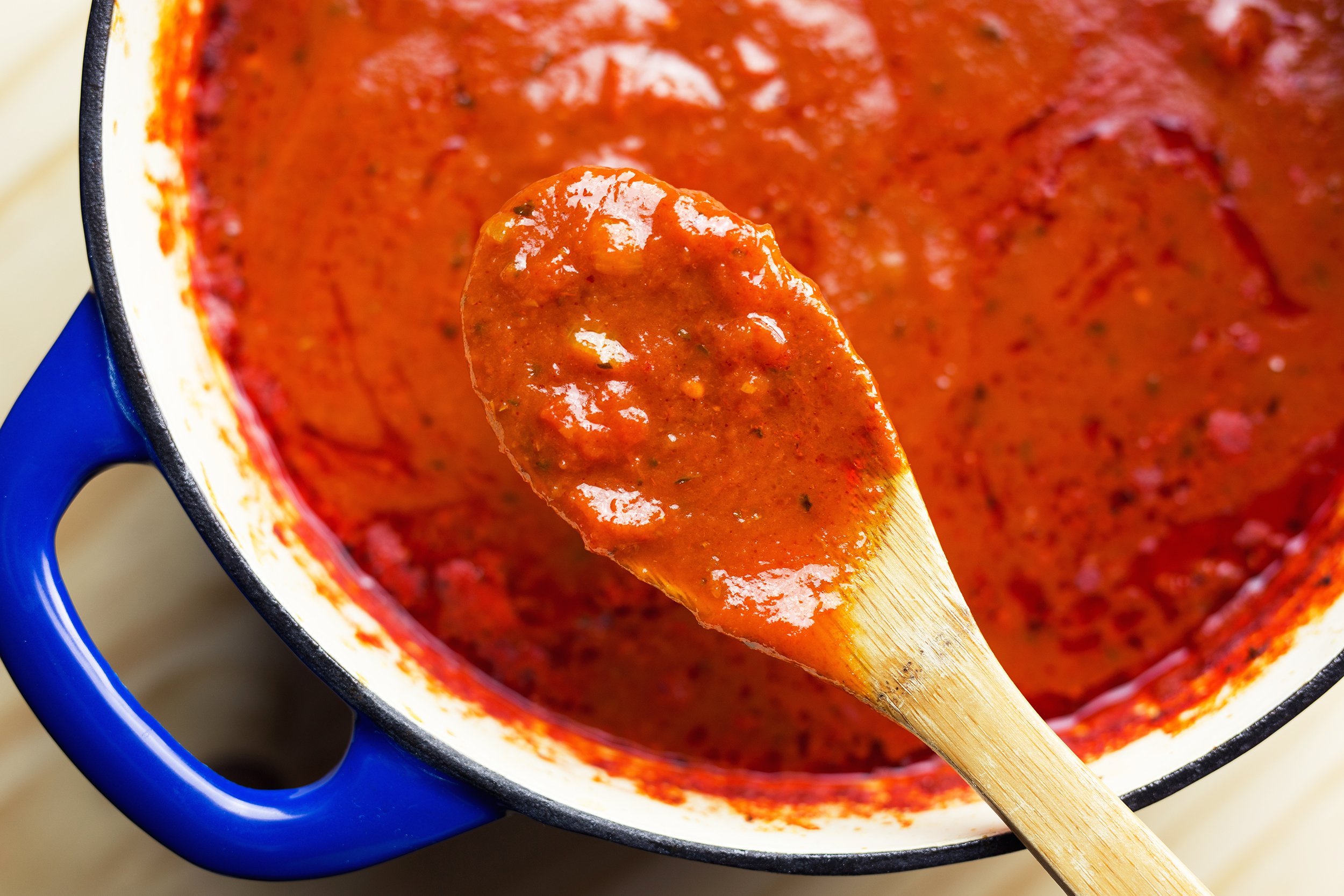 overhead view of savory marinara