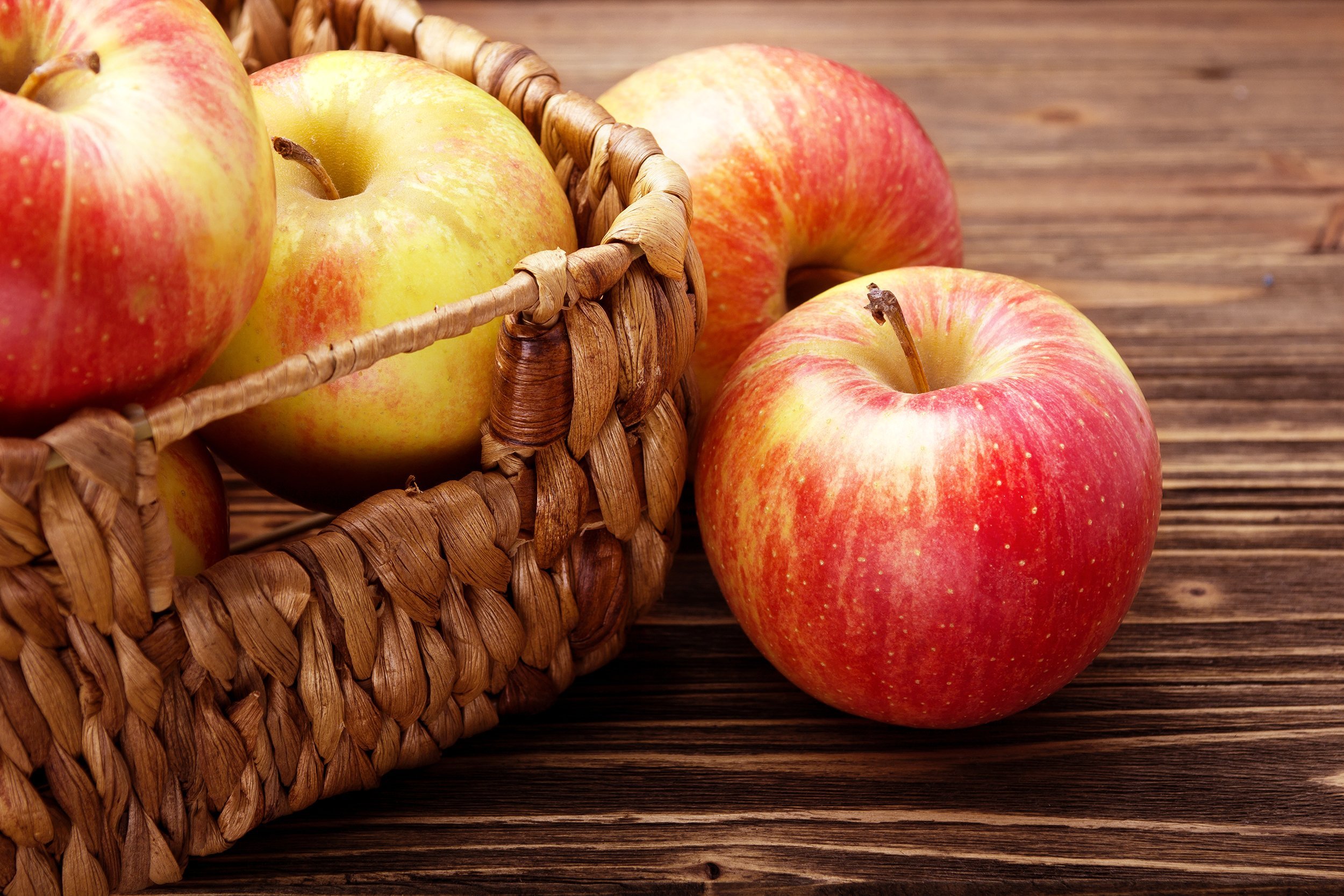 fresh apples on table