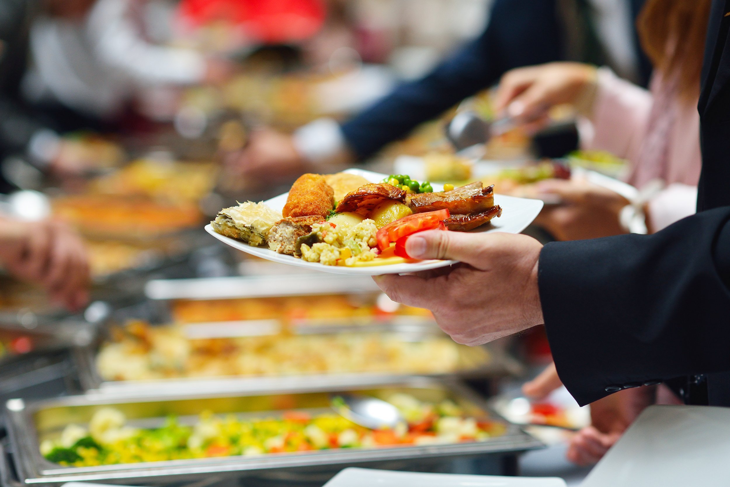 people group catering buffet food indoor in luxury restaurant