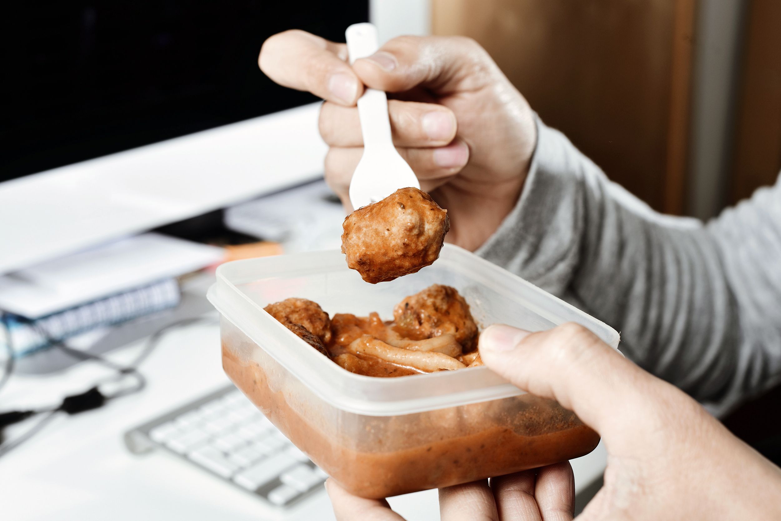 Eating leftovers at the office
