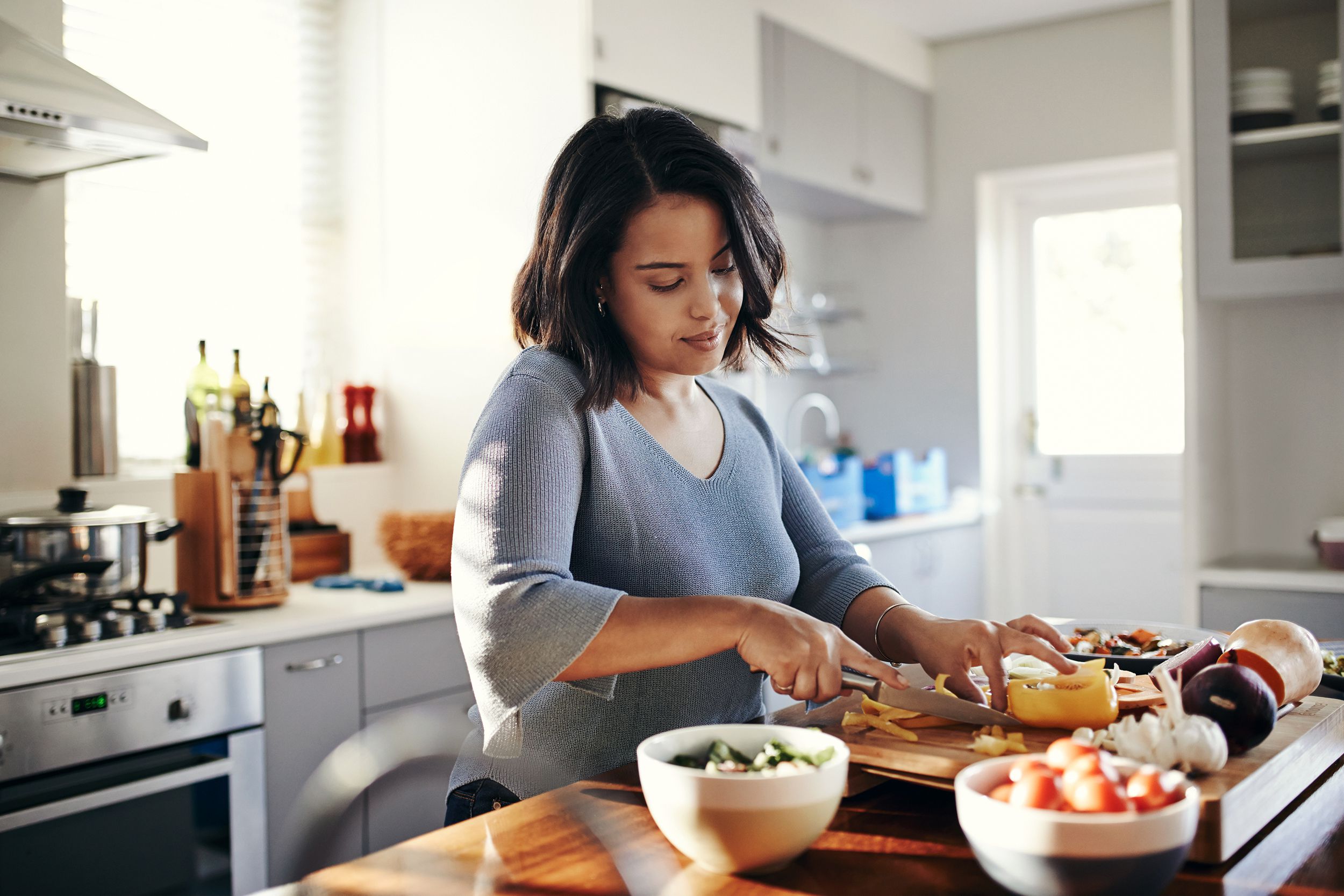 Woman prepping meals
