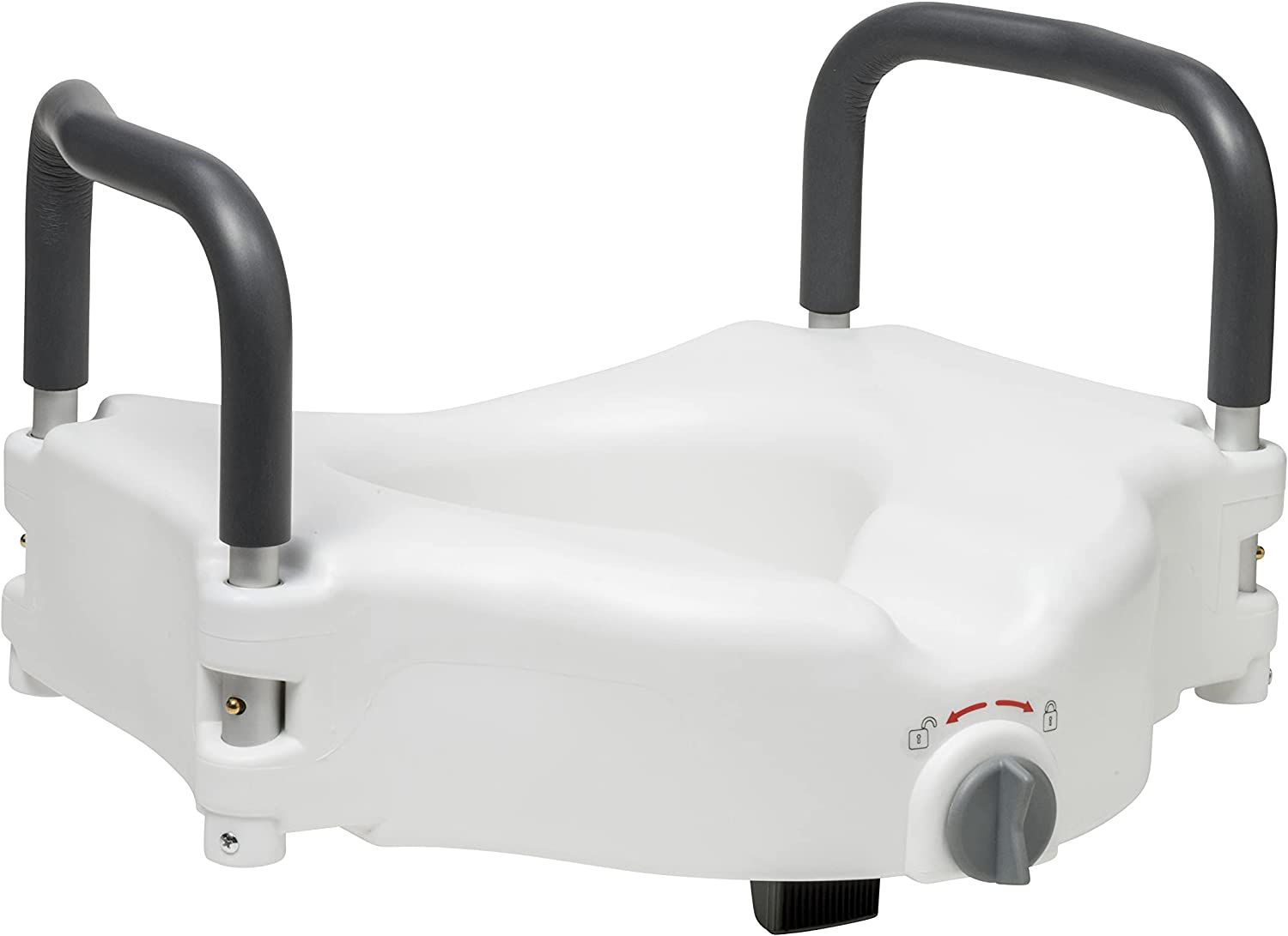 Drive Medical RTL12027RA 2-in-1 Raised Toilet Seat with Removable Padded Arms