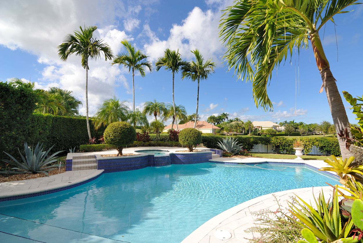 Luxury pool in Florida on a sunny day