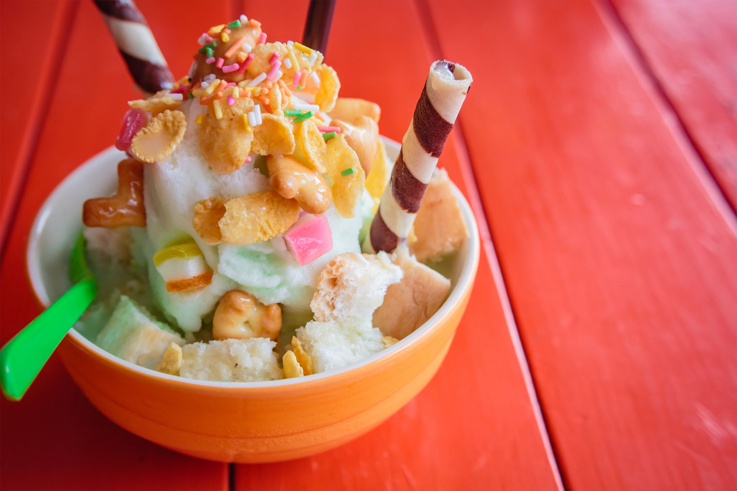 Cereal topped ice cream