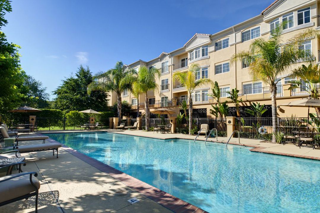 Pool at The Village, Sherman Oaks, California on a sunny day