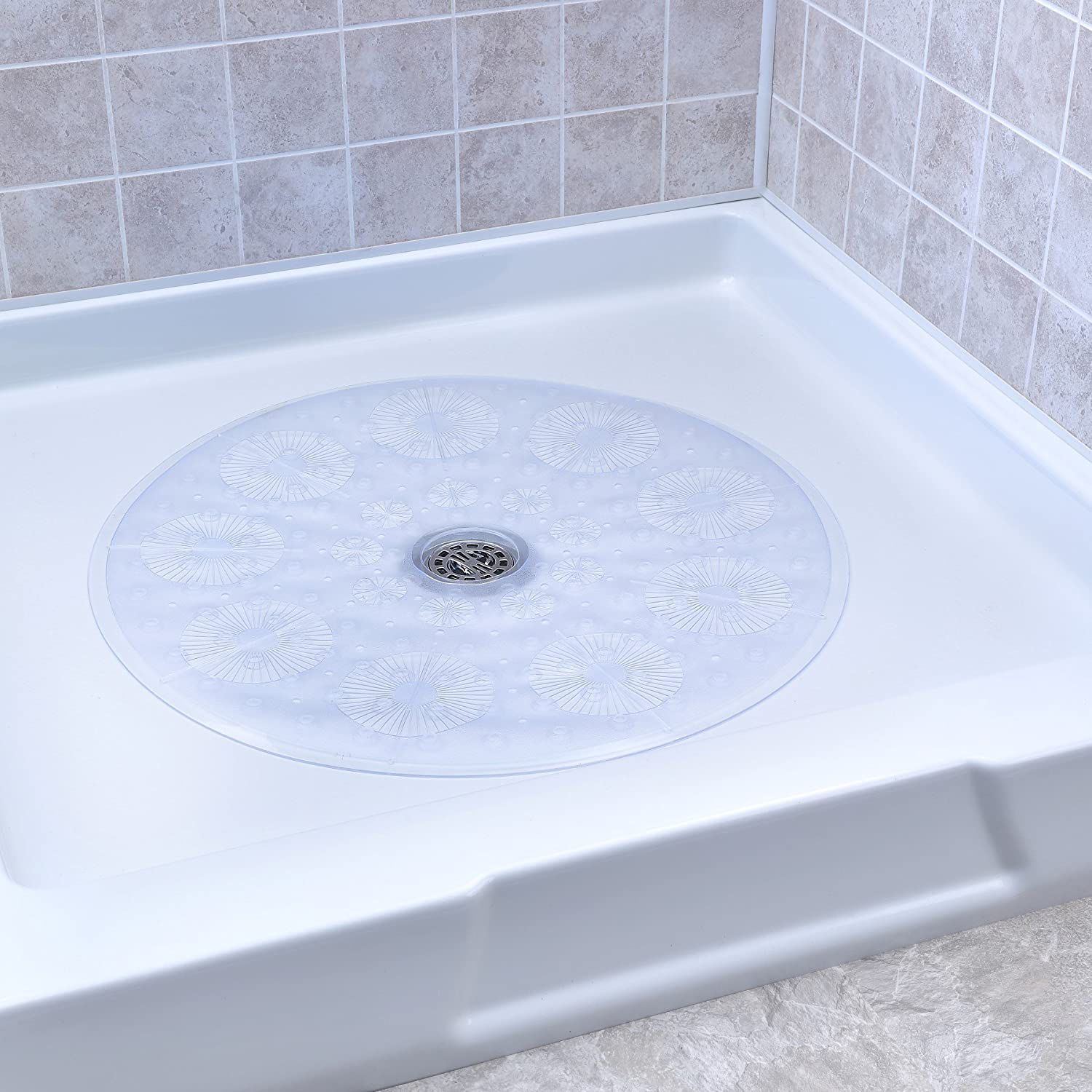 SlipX Solutions Clear Round Shower Stall Mat