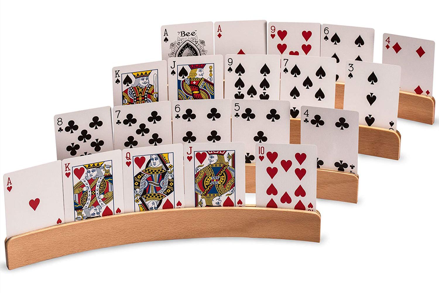 Yellow Mountain Imports Panorama Wooden Playing Card Holder, Set of 4