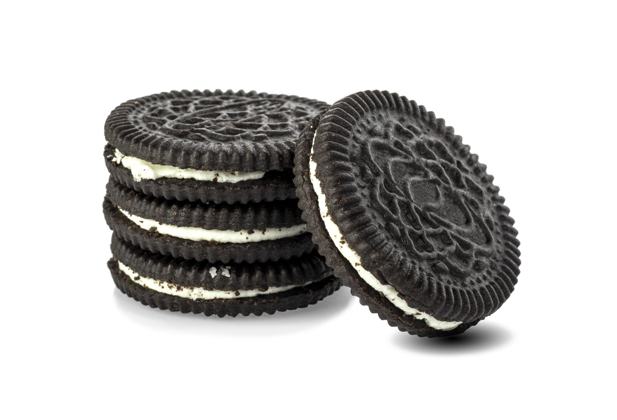 Chocolate cookies cream on white background