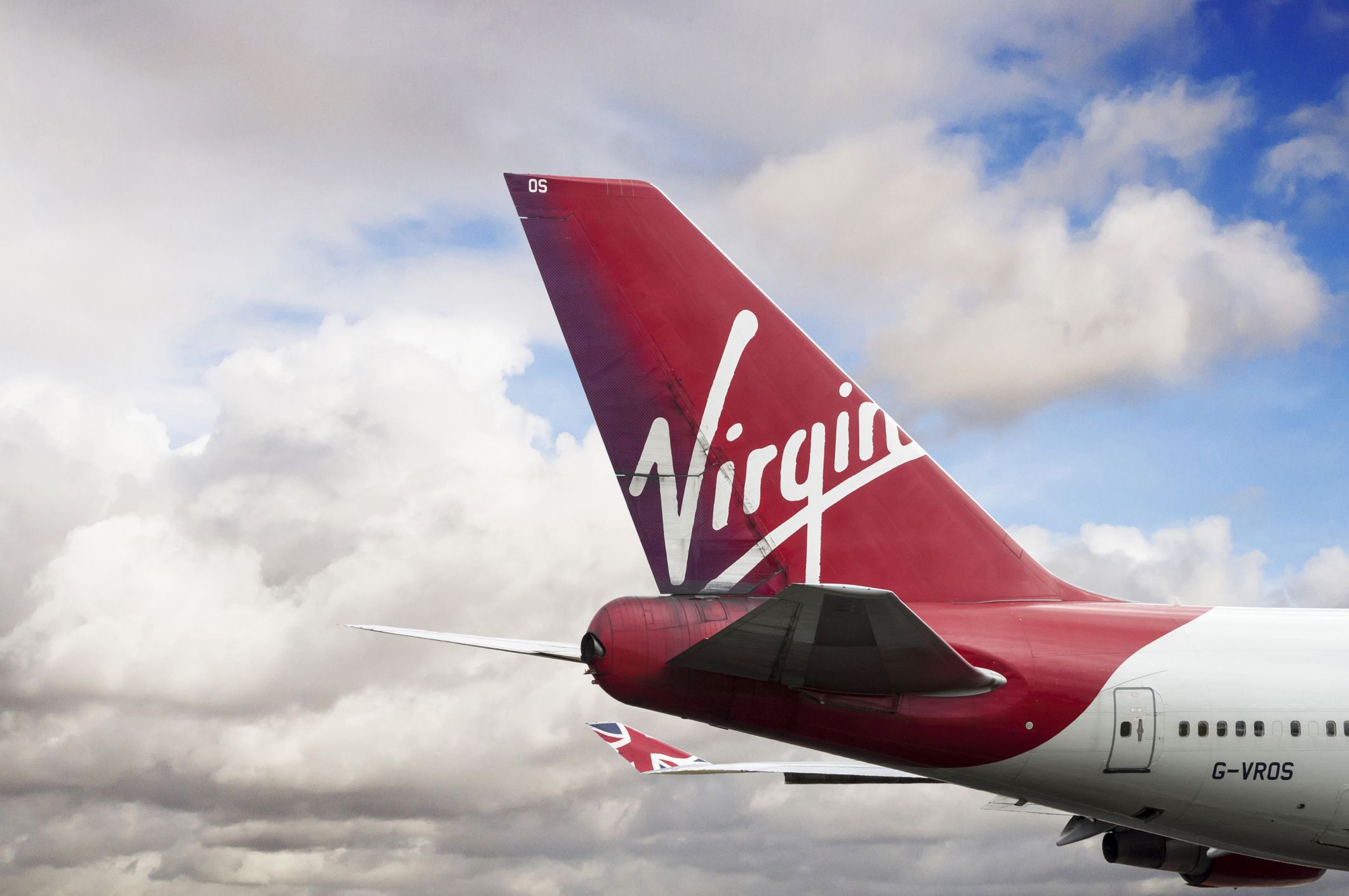 Manchester, United kingdom - August 30, 2015: Virgin Atlantic Airways Boeing 747-443 cn 30885-1268 G-VROS moment after take off from Manchester Airport.