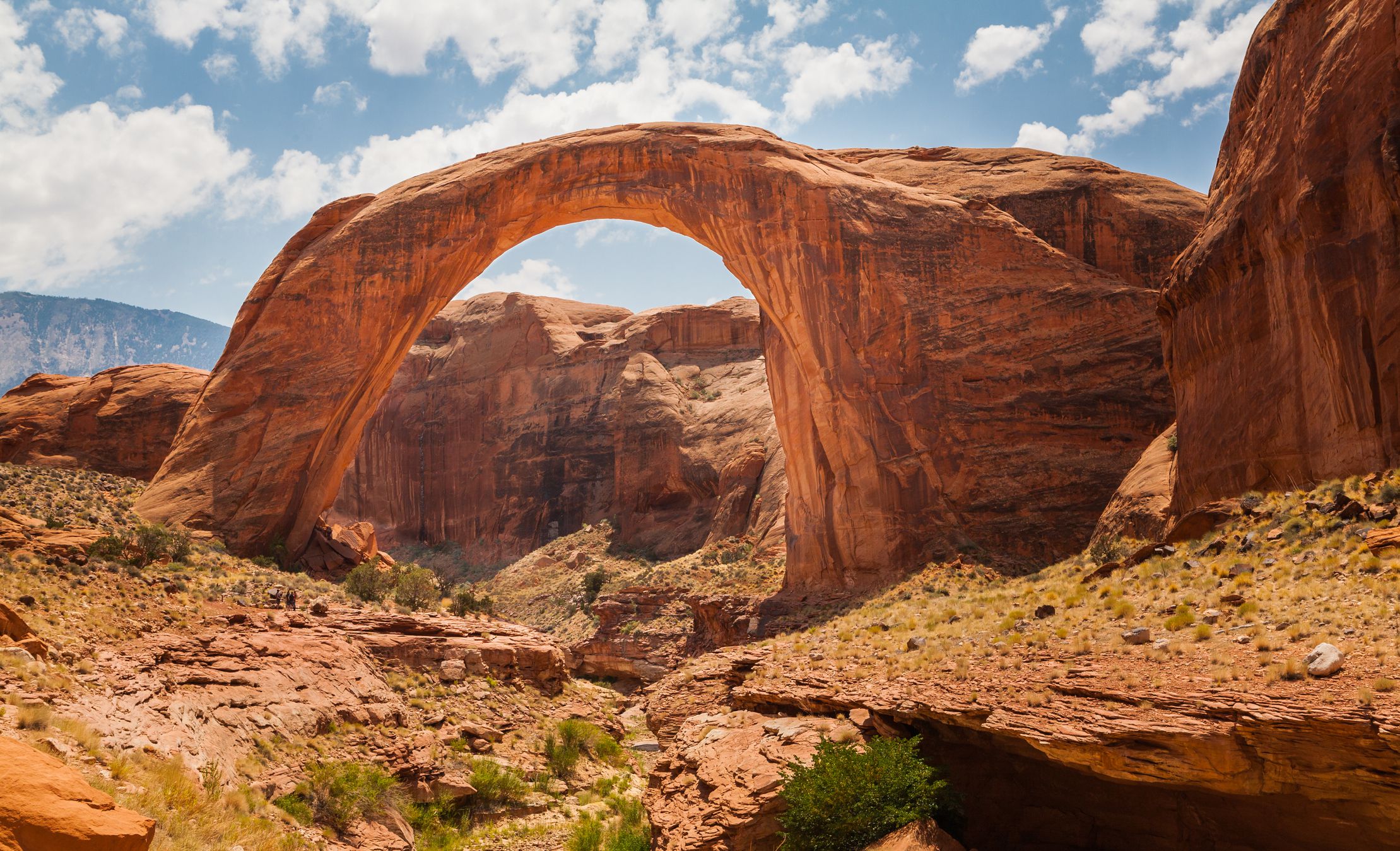 Rainbow Bridge carved by erosion in the Southern Utah desert of the United States.