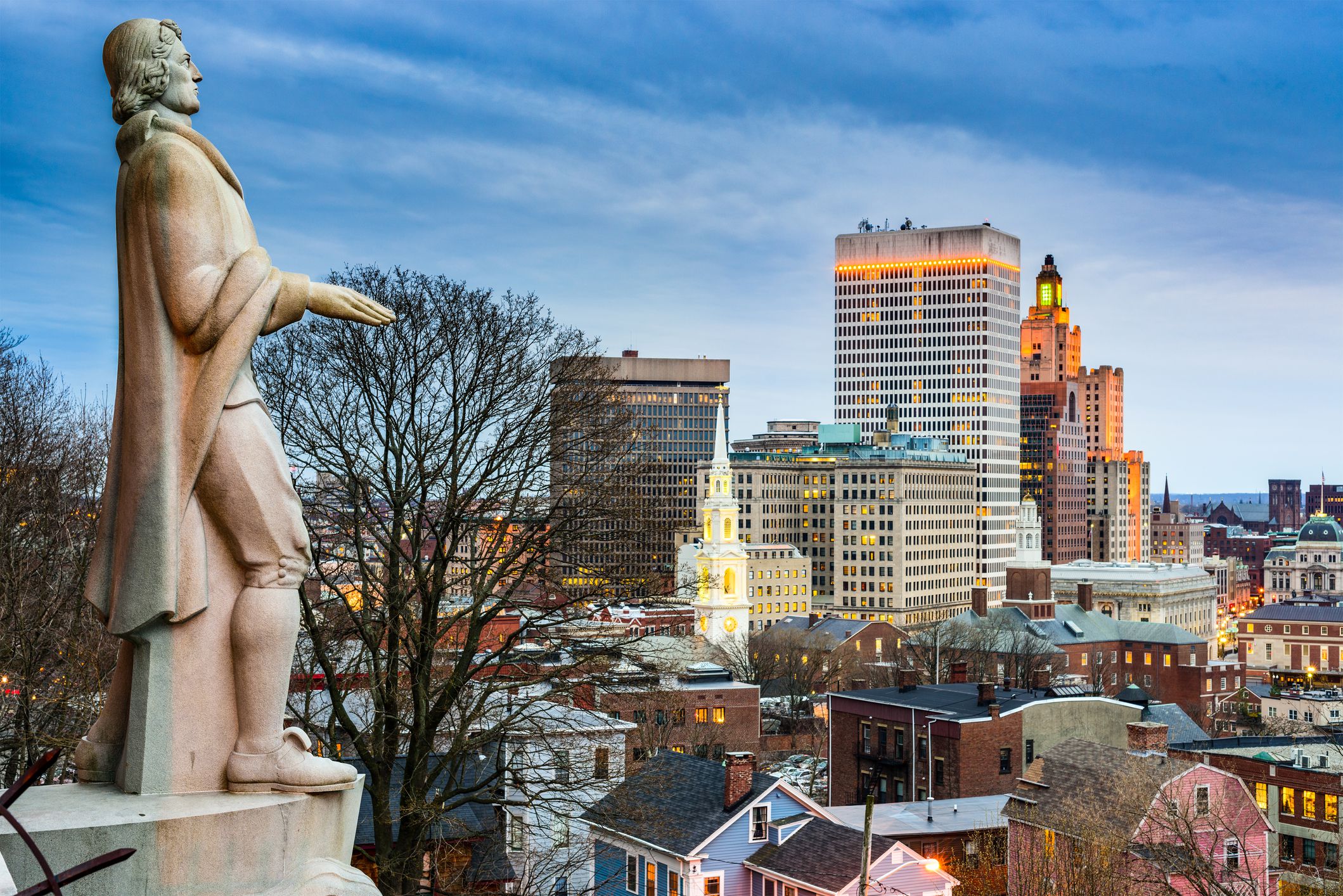 Providence, Rhode Island city skyline from Prospect Terrace Park.