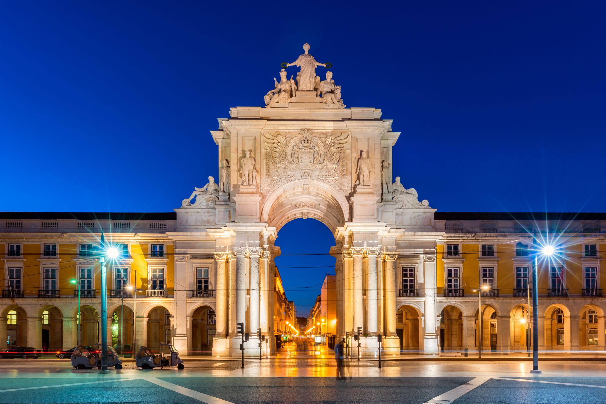 Rua Augusta Arch in Lisbon Portugal at Night