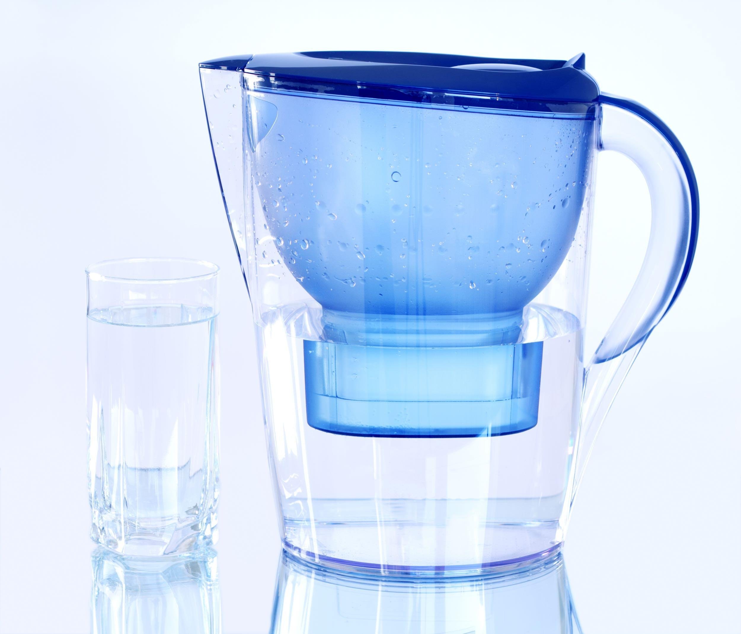water filter with glass of water