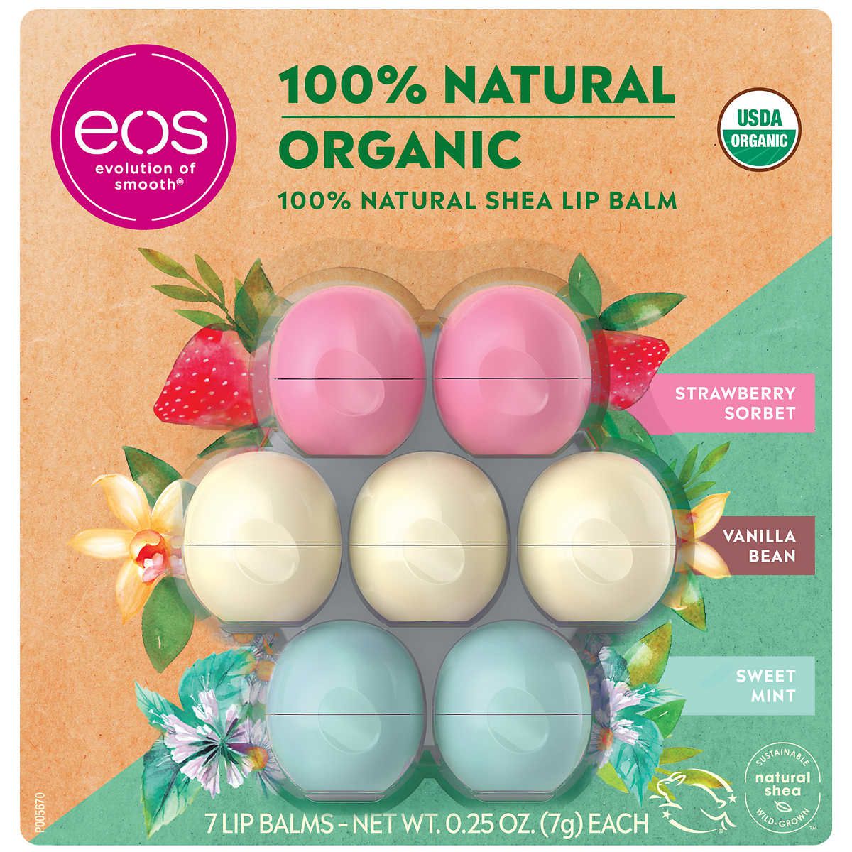 Eos Organic Lip Balm Sphere, 7-Pack