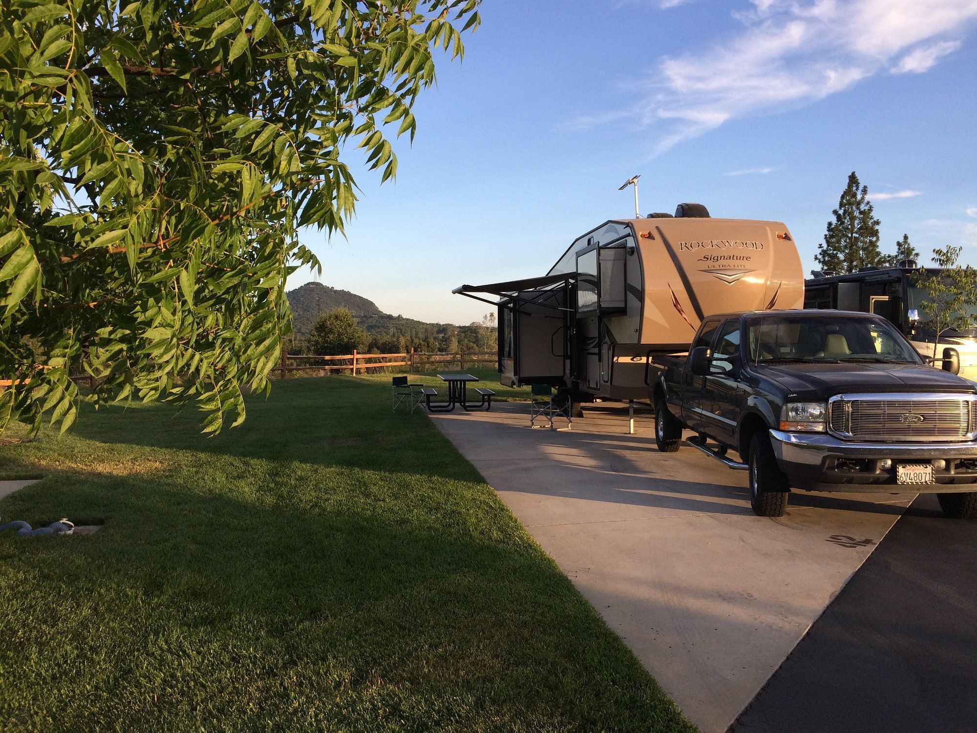 Jackson Rancheria RV Park, Jackson, California, with two RVs parked and grassy area