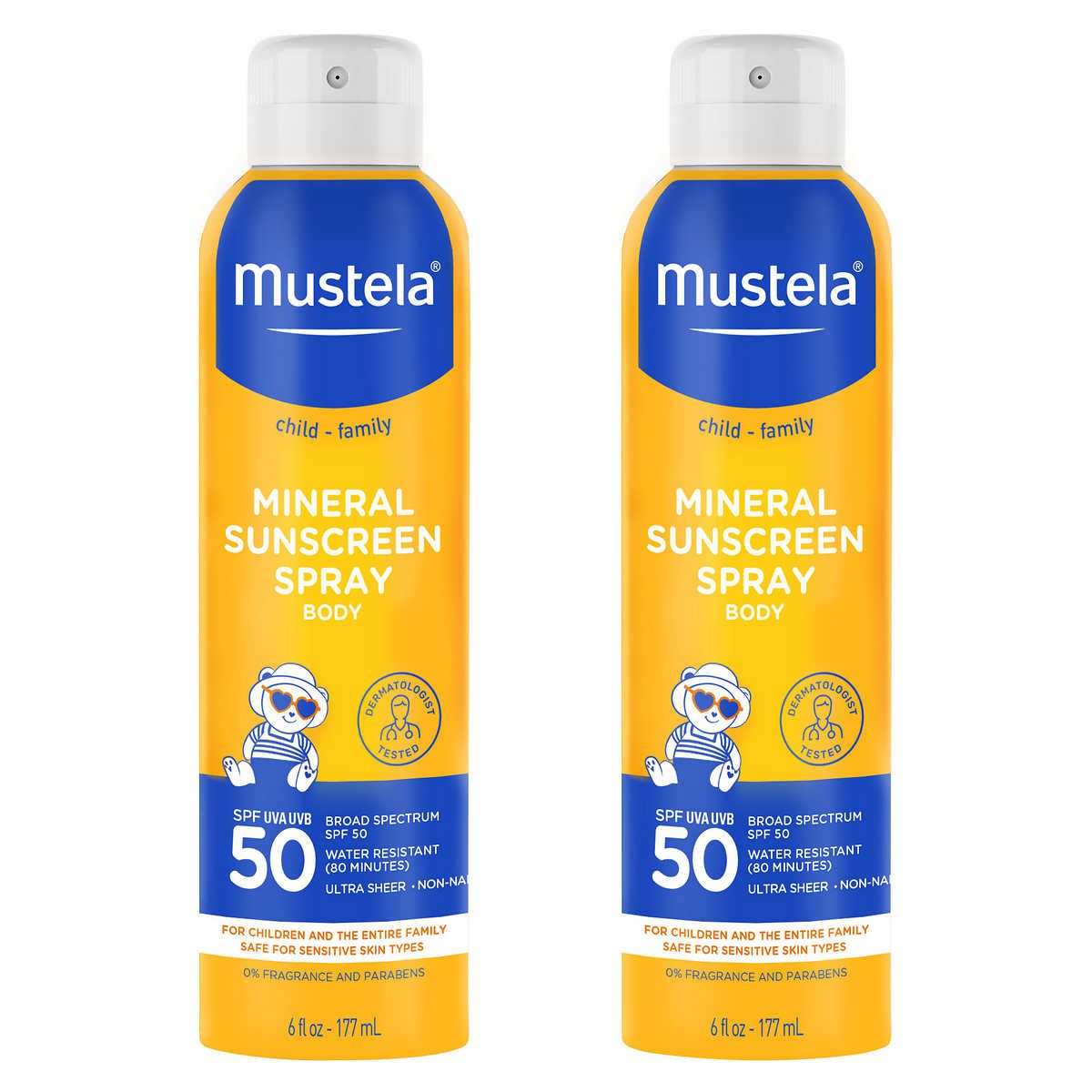Mustela Mineral Sunscreen Spray SPF 50 6 fl oz, 2-Pack